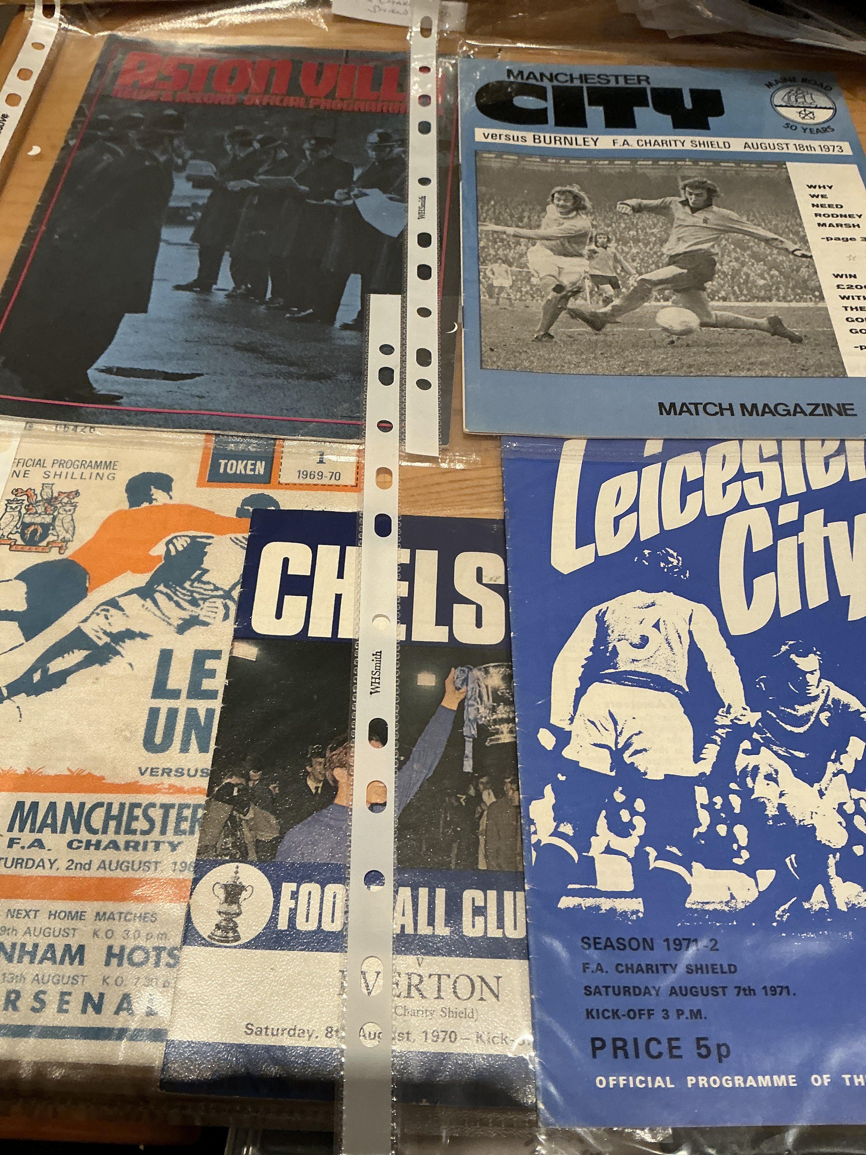Charity Shield Football Programmes: Includes pre Wembley matches from 1950 poor, 1957, 1958, 1960 poor, 1964, 1966 to 1973 inclusive. Wembley games from 1974 to 2016 only lacking two. Mainly good. (50+)