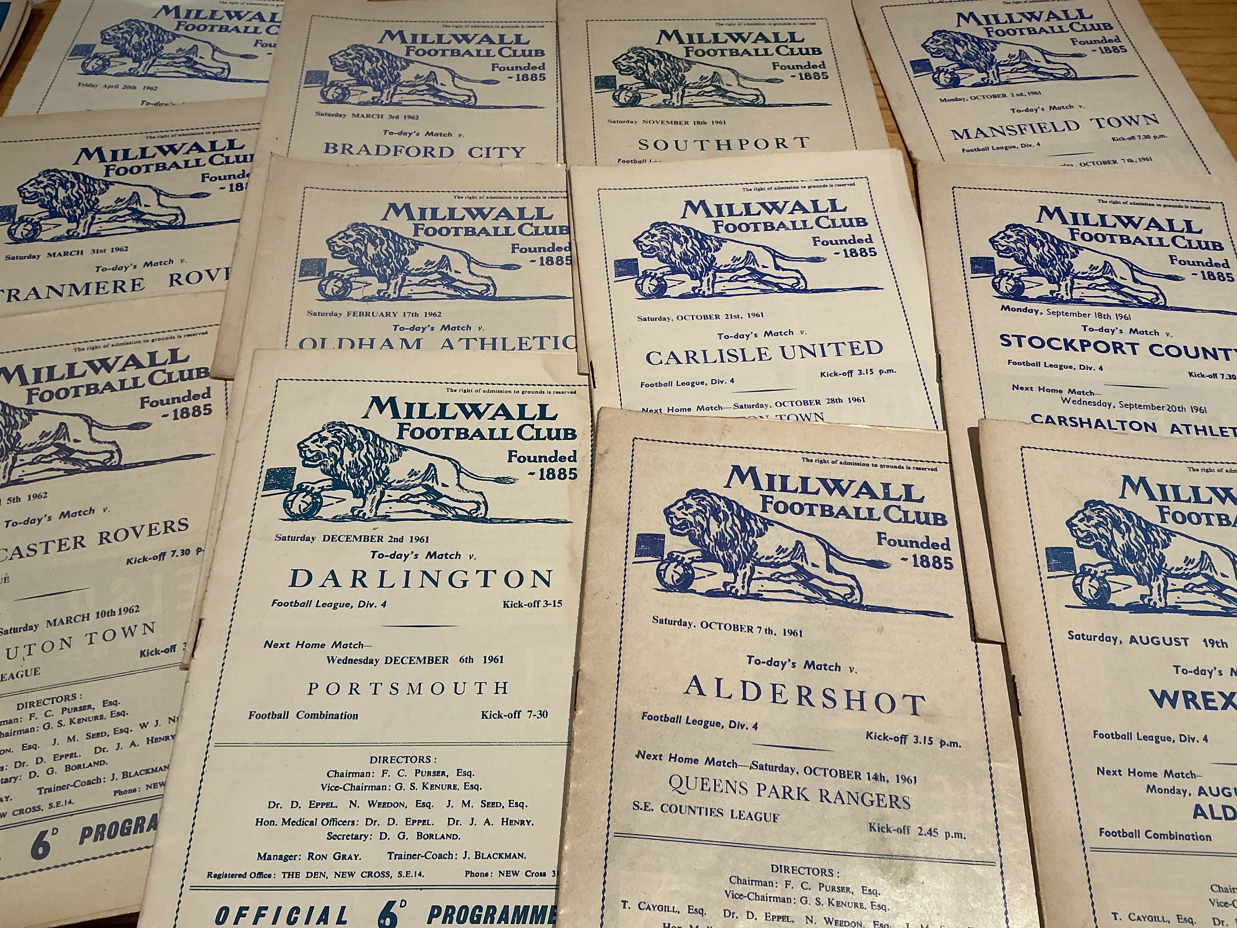1960s Millwall Home Football Programmes: Spanning the whole decade in excellent condition. Around 140 plus a few early 70s with instructions to sell. (150+)