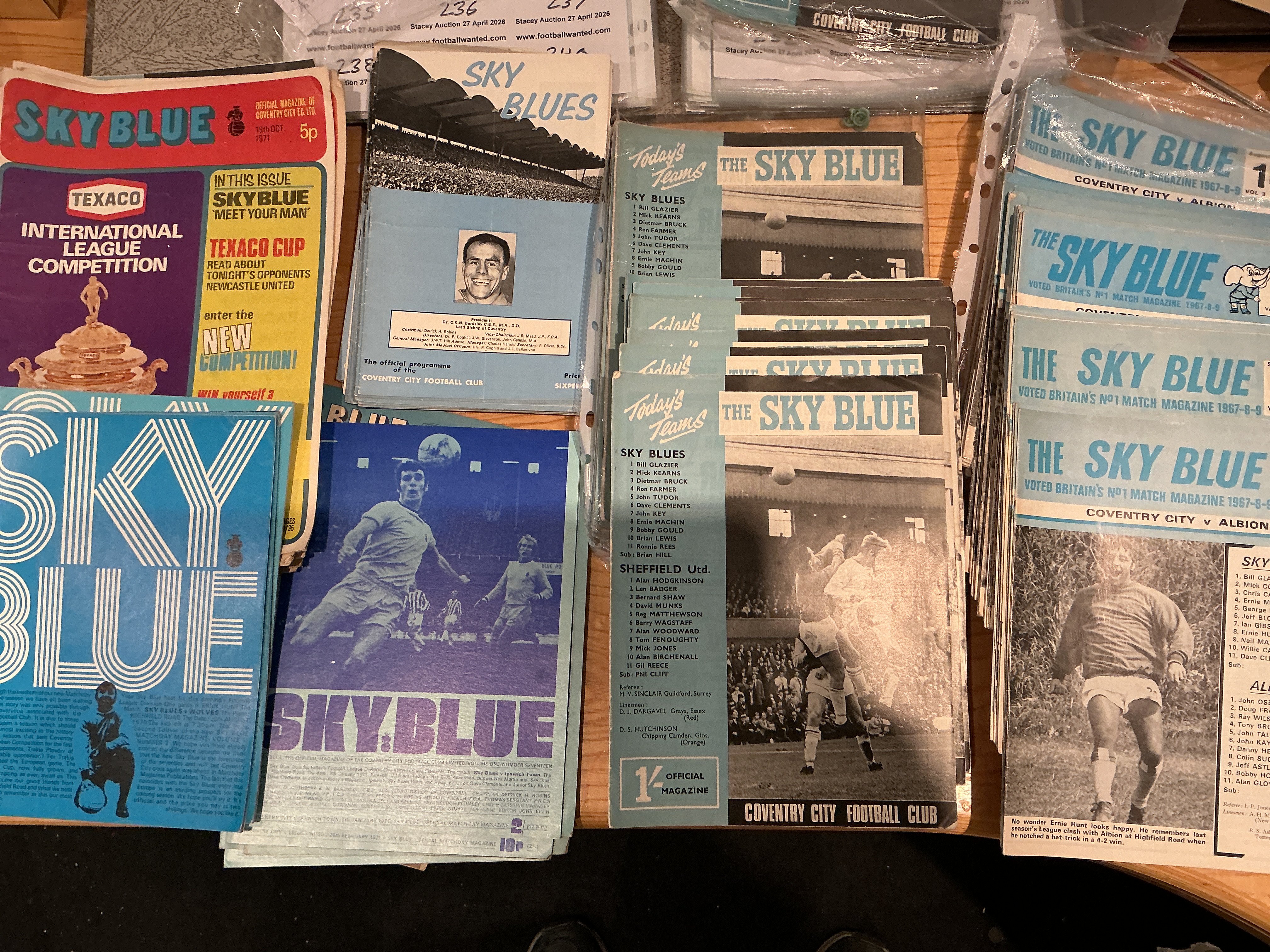 Coventry City Home Football Programmes: Probable complete sets of 65/66, 67/68 x 2 sets, 69/70 x 2 sets. In addition there are some from the early 70s. Instructions to sell (est 130)