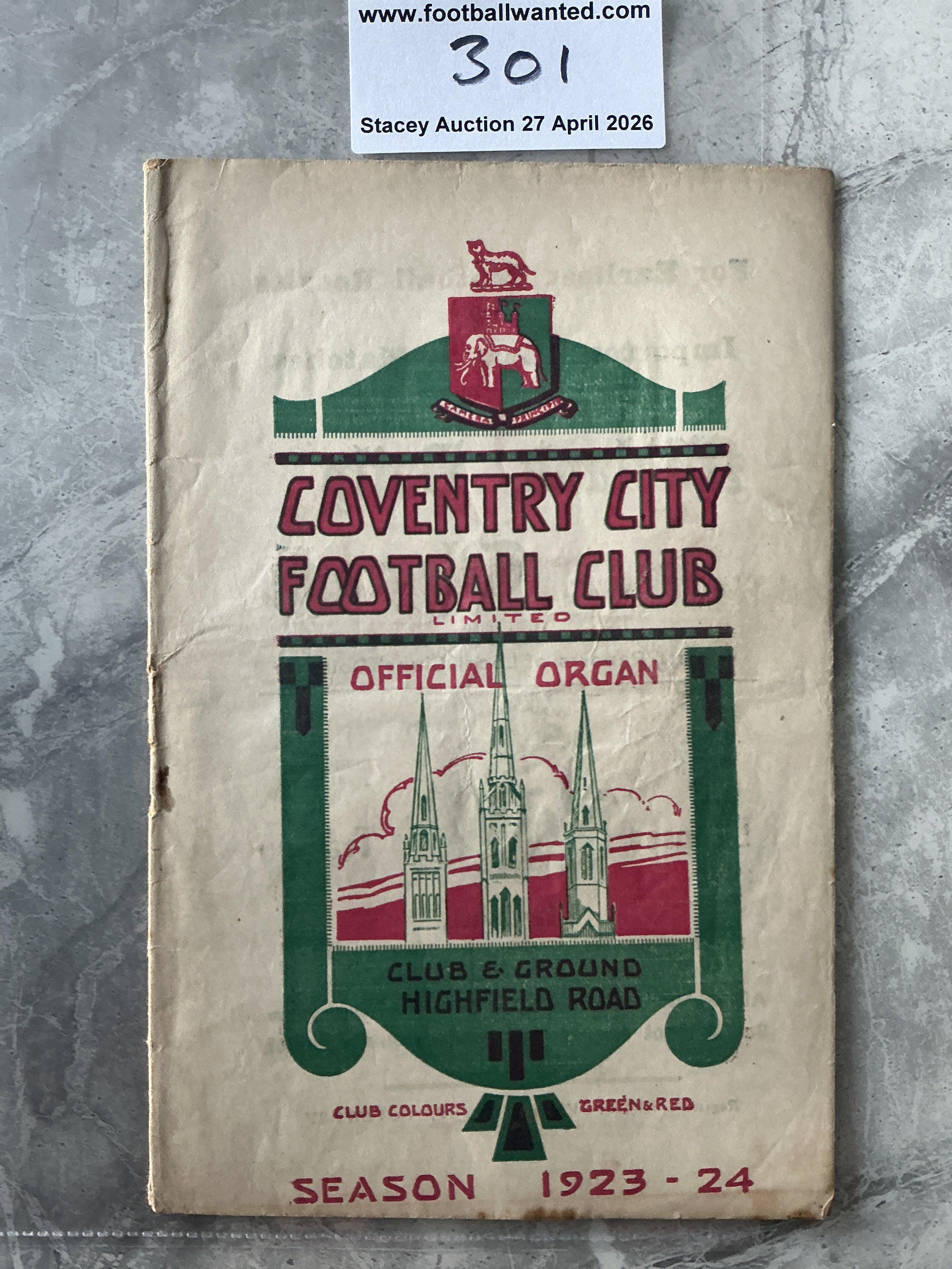 1923 - 1924 Coventry v South Shields Football Programme: Good condition with no team changes. 