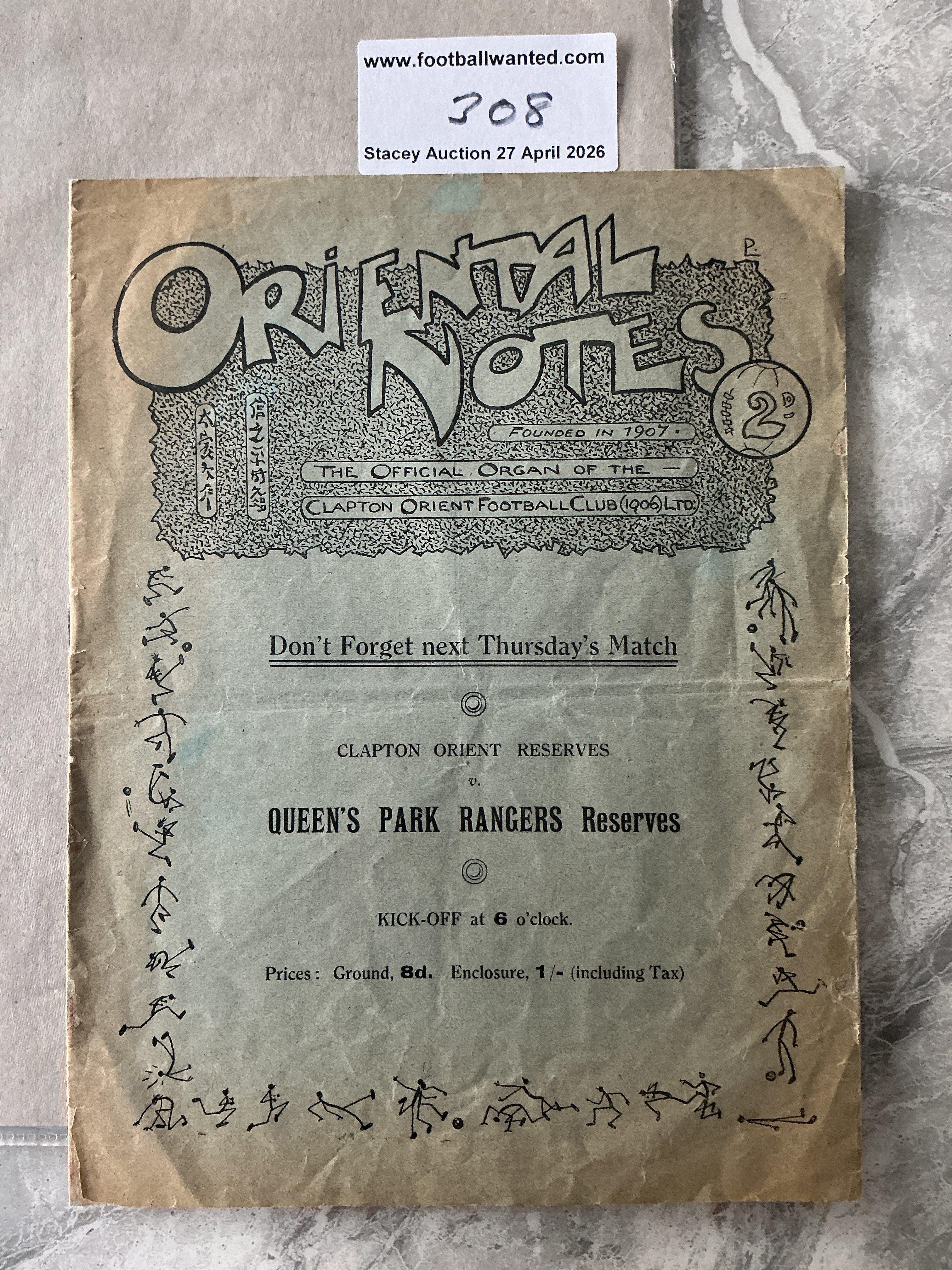 1922 - 1923 Orient v Blackpool Football Programme: Good condition with no team changes. Light fold.