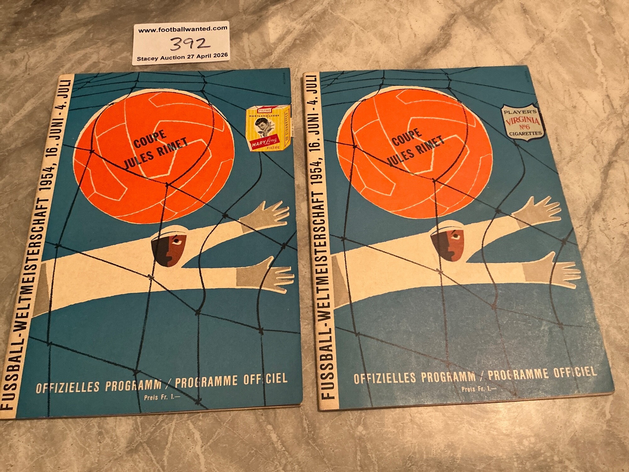 England 1954 World Cup Football Programmes: Excellent condition programmes with no team changes for matches v Uruguay and Belgium played in Switzerland. (2)
