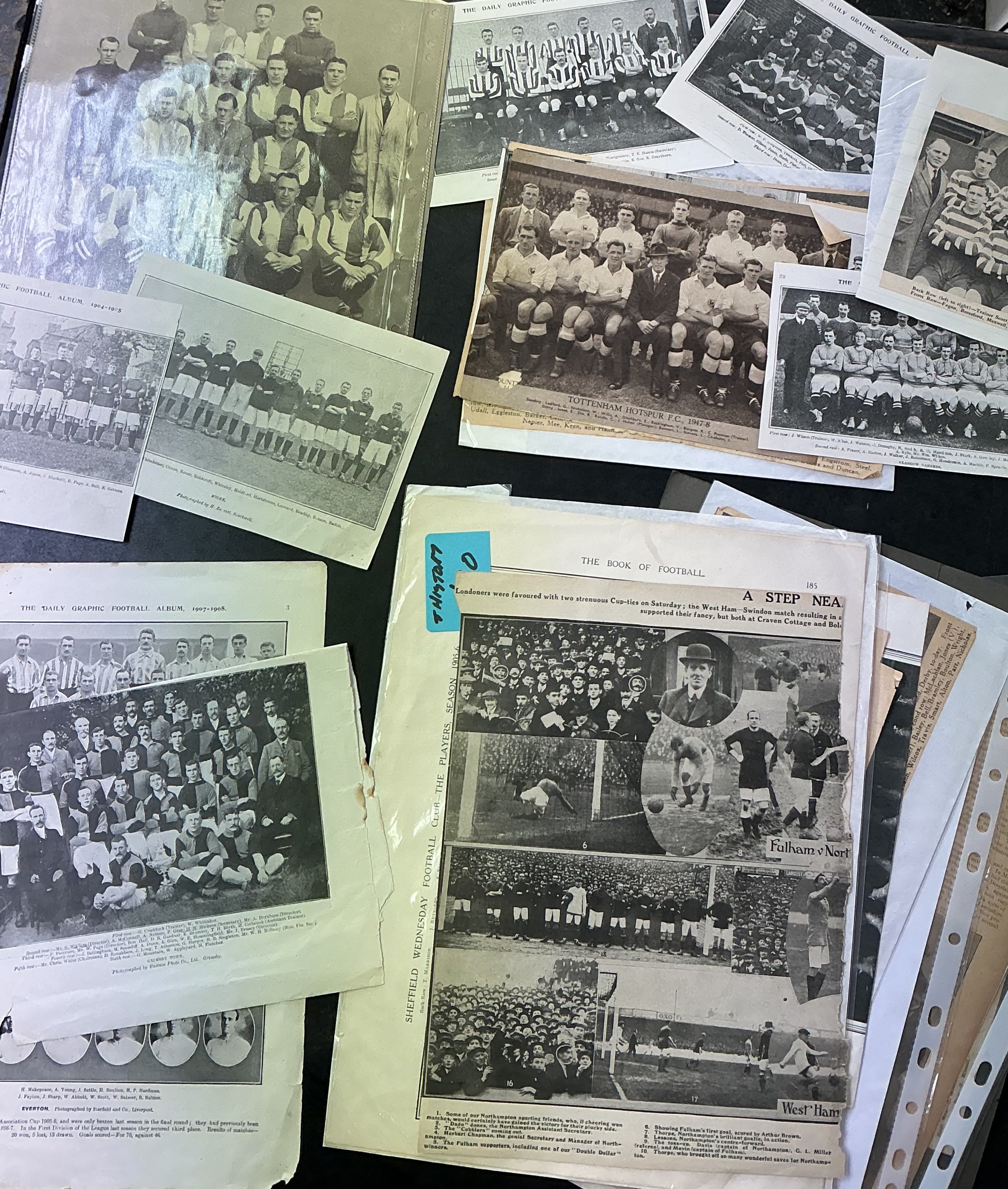 Pre War Football Team Group Pictures: Taken from various publications including Daily Graphic and The Book Of Football. Various sizes to include 1905 - 06 Sheffield Wednesday, Sheffield United, 1904 - 05 Middlesbrough. C/W Esso colour teams of Arsenal and Cardiff from the late 60s. (est 40)