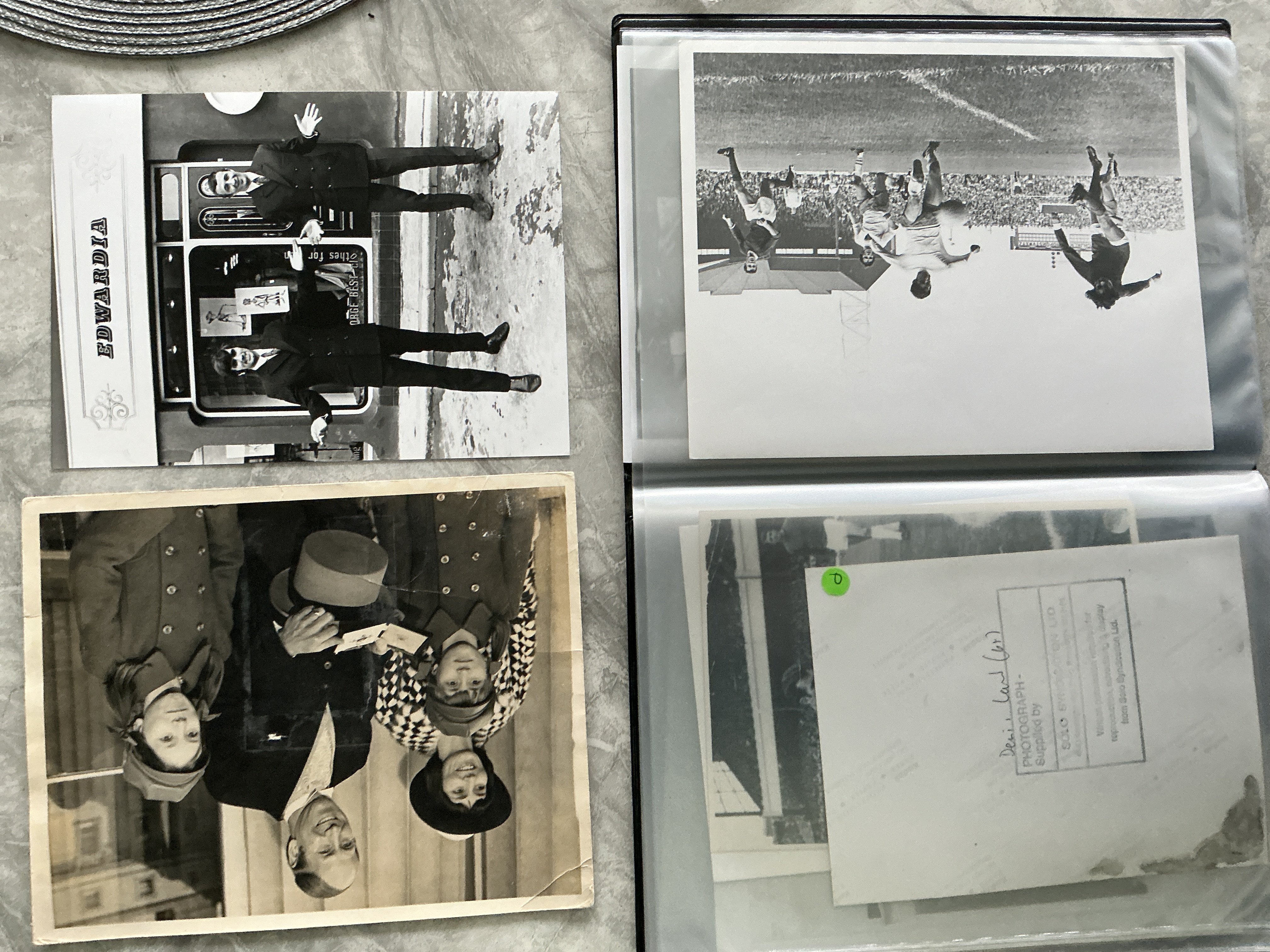 Manchester United 1960+ 1970s Football Press Photos: Various sized black and white photos with often press stamps to rear. Excellent. (26)