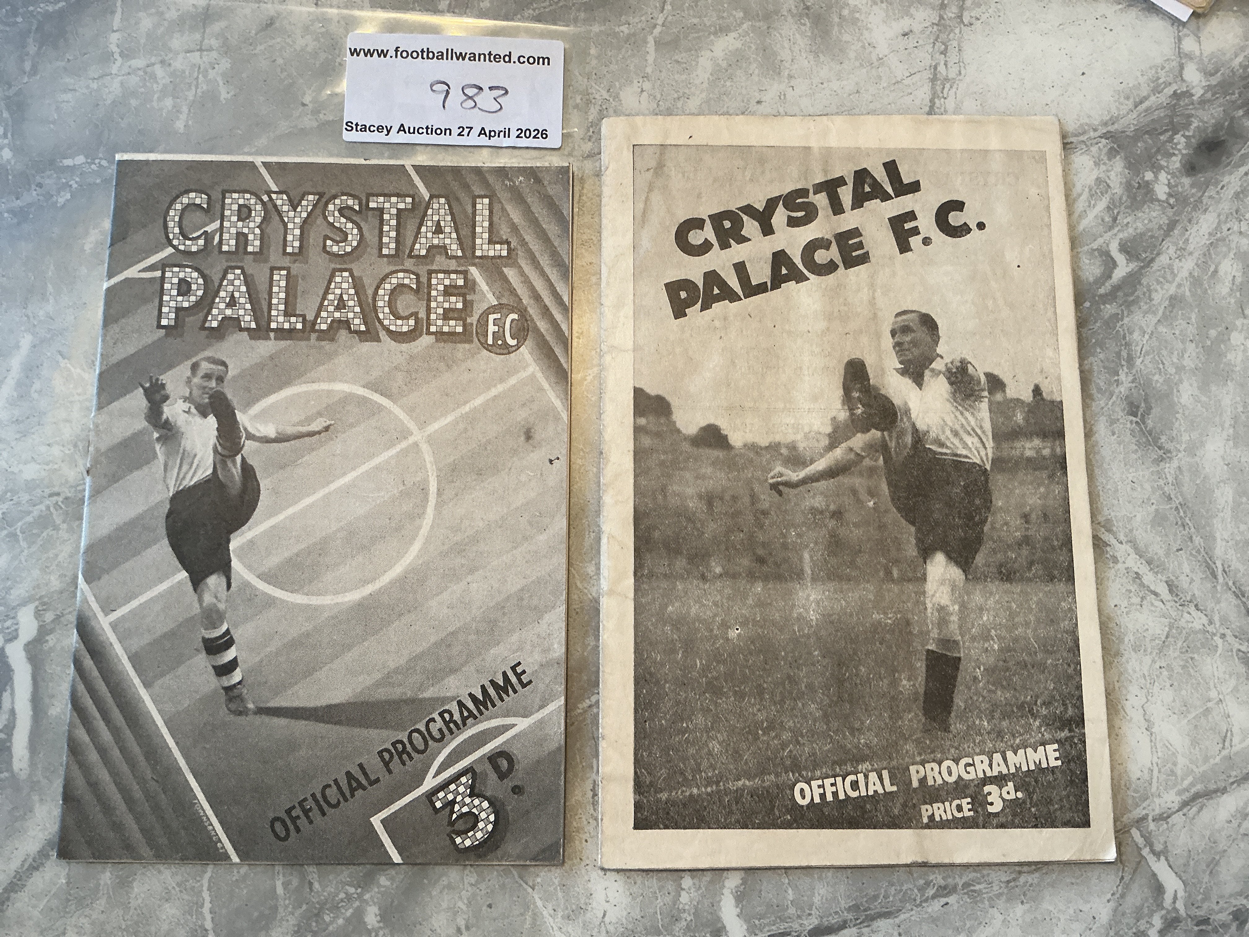 46/47 + 47/48 Crystal Palace v Ipswich Town Football Programmes: Both very good condition league matches with no team changes. (2)