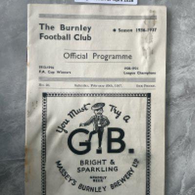 1936 - 1937 Burnley v Arsenal FA Cup Football Programme: Fair/good condition 4 FA Cup programme with score and scorers noted inside. Possible slight water stain with rusty staples holding firm. 