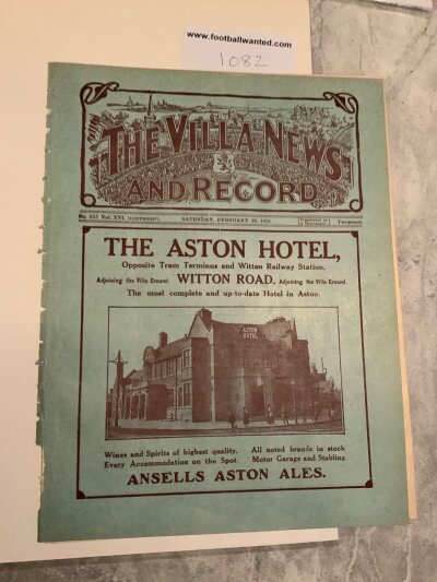 1925 - 1926 Aston Villa v Arsenal FA Cup  + Bolton Football Programme: Ex bound with covers programme in good condition with no team changes. Usual evidence of ex bound at spine. Doubles up as league match v Bolton.