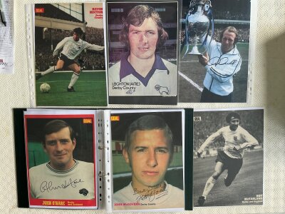 Derby County Signed Football Magazine Pictures: Mainly large from the 60s and 70s to include Gemmill James Hector Webster McGovern OHare. (60)