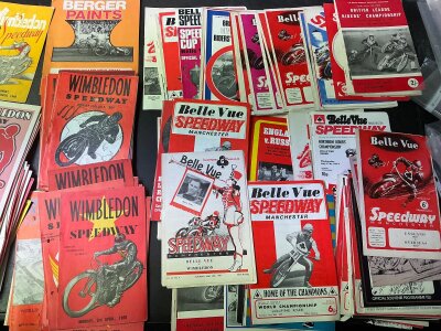 Speedway Programmes Collection: Nearly 70 Belle Vue from the 60s and 70s plus a further 60 Wimbledon  from 1948 onwards to include one from 1936. Good. (est 130)