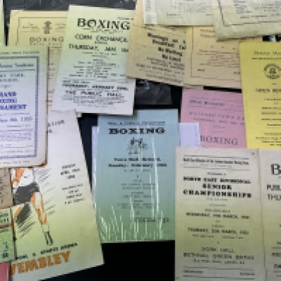 Boxing Programmes: Wide variety of mainly amateur boxing from the 40s onwards. Spotted wartime and a 1935 tournament at Taunton. Wide range of locations. (21)