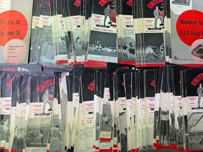 50s + 60s Manchester United Home Football Programmes: Large quantity with a lot of duplication from 58/59 in mainly good condition. Lots of 50s and worth a look. (300+)