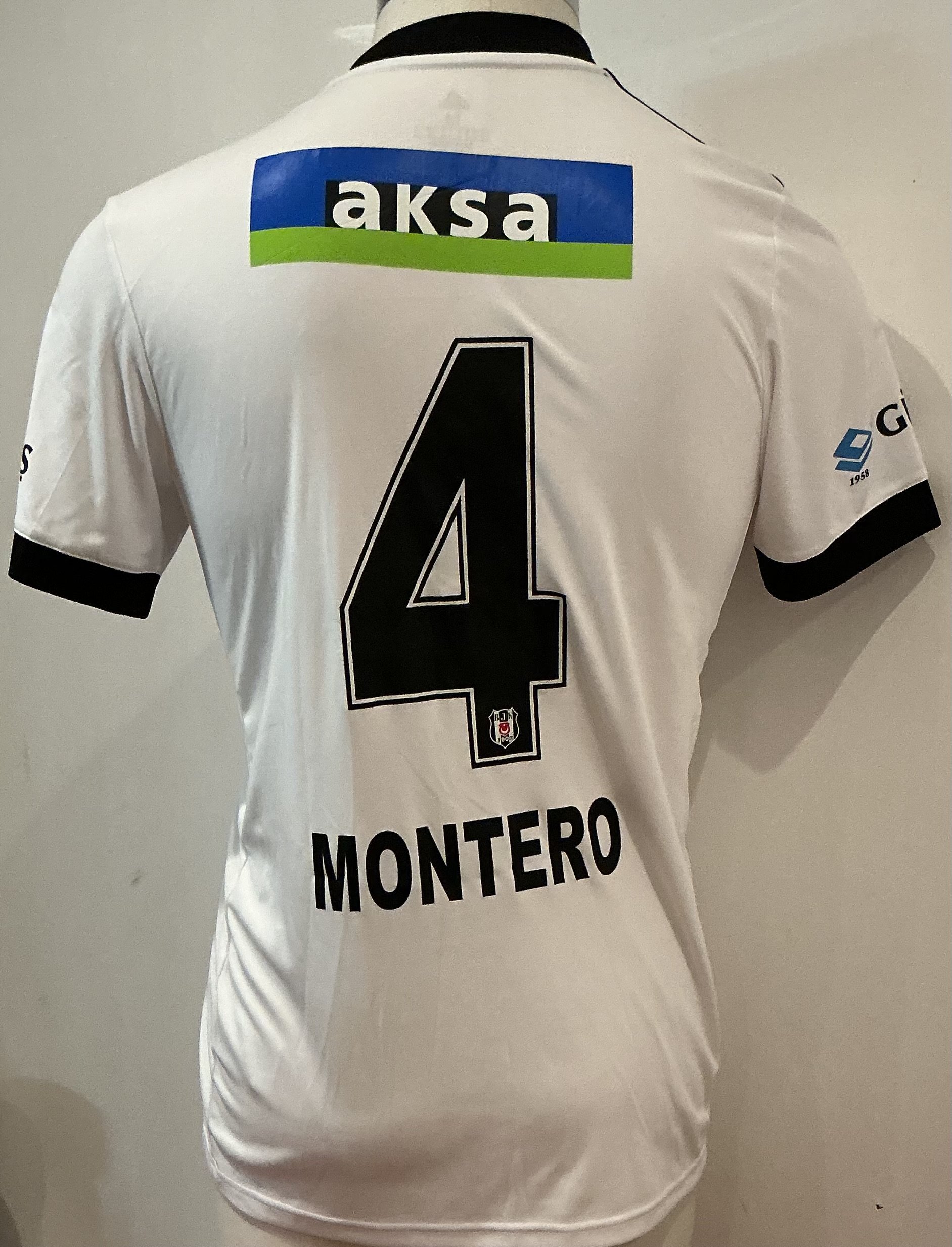 Besiktas 2021 - 2022 Match Worn Football Shirt: White short sleeve number 4 Adidas shirt worn by Montero. Good condition with Turkish Super League badge to left sleeve.