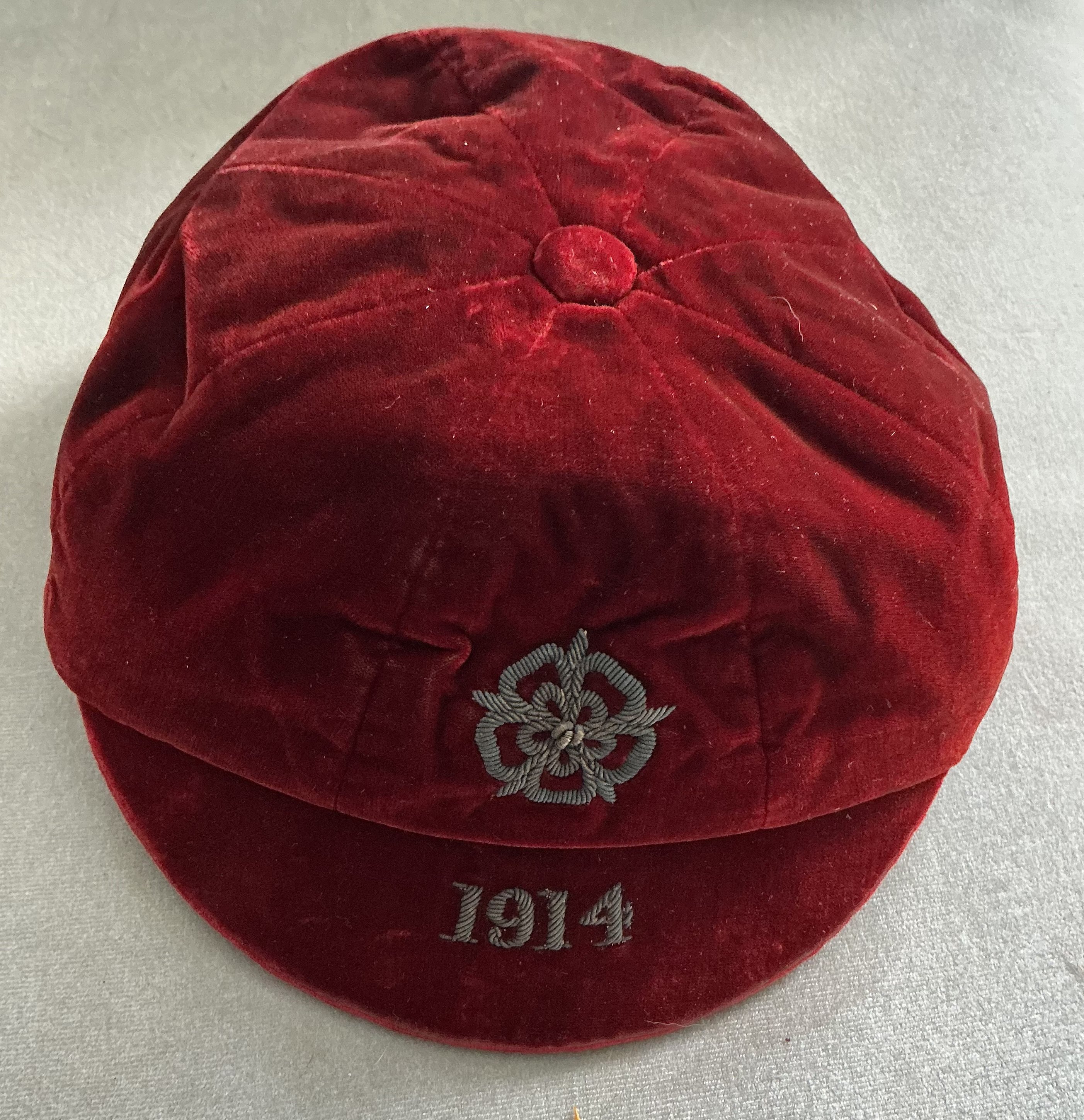 England 1914 Full International Football Cap: Good condition red cap awarded to goalkeeper Sam Hardy for match v Wales at Ninian Park.