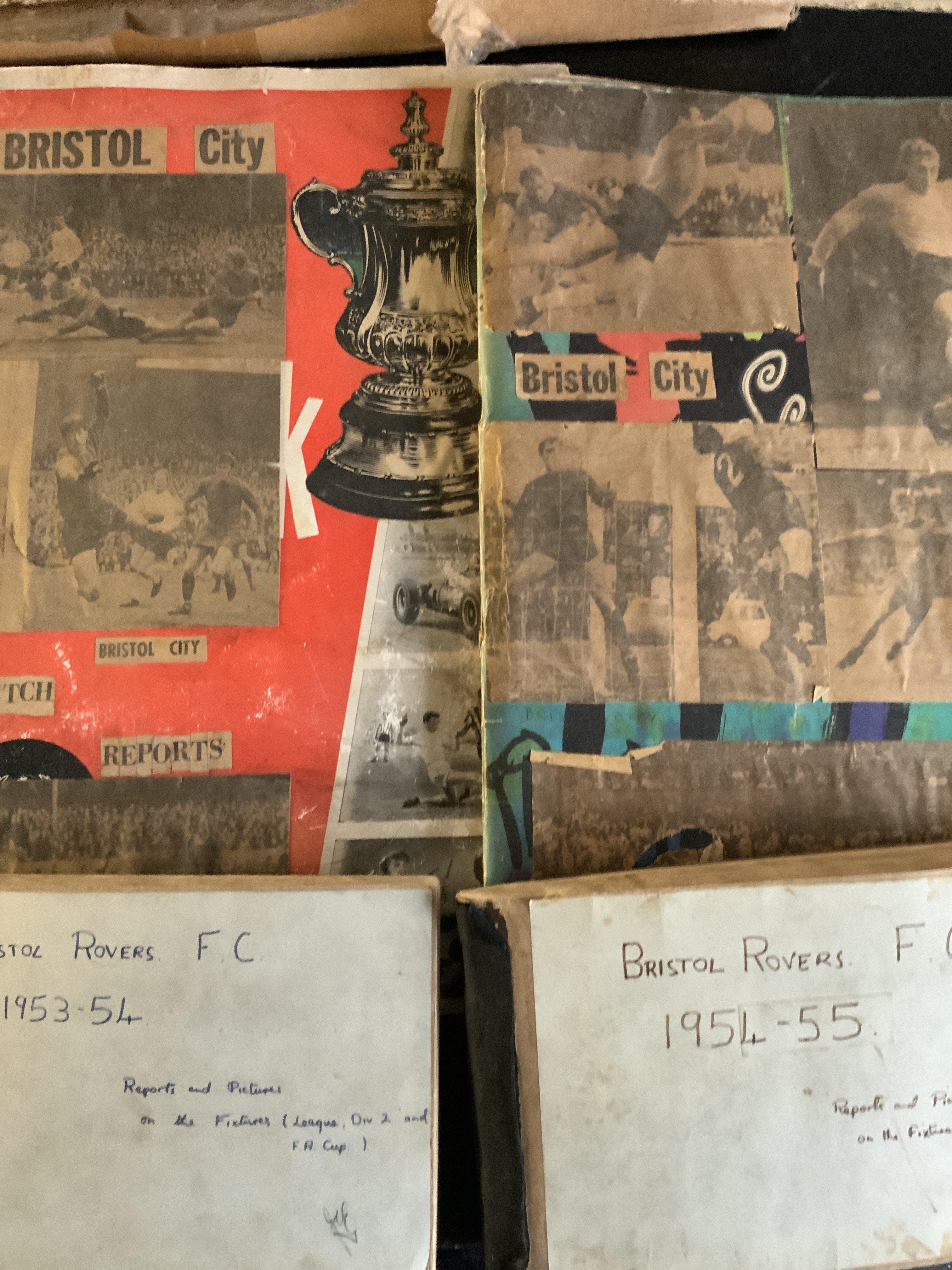 Bristol City + Rovers Football Scrapbooks: Two small mid 50s Rovers scrapbooks and two large late 60s City. C/W some City programmes from a similar era.