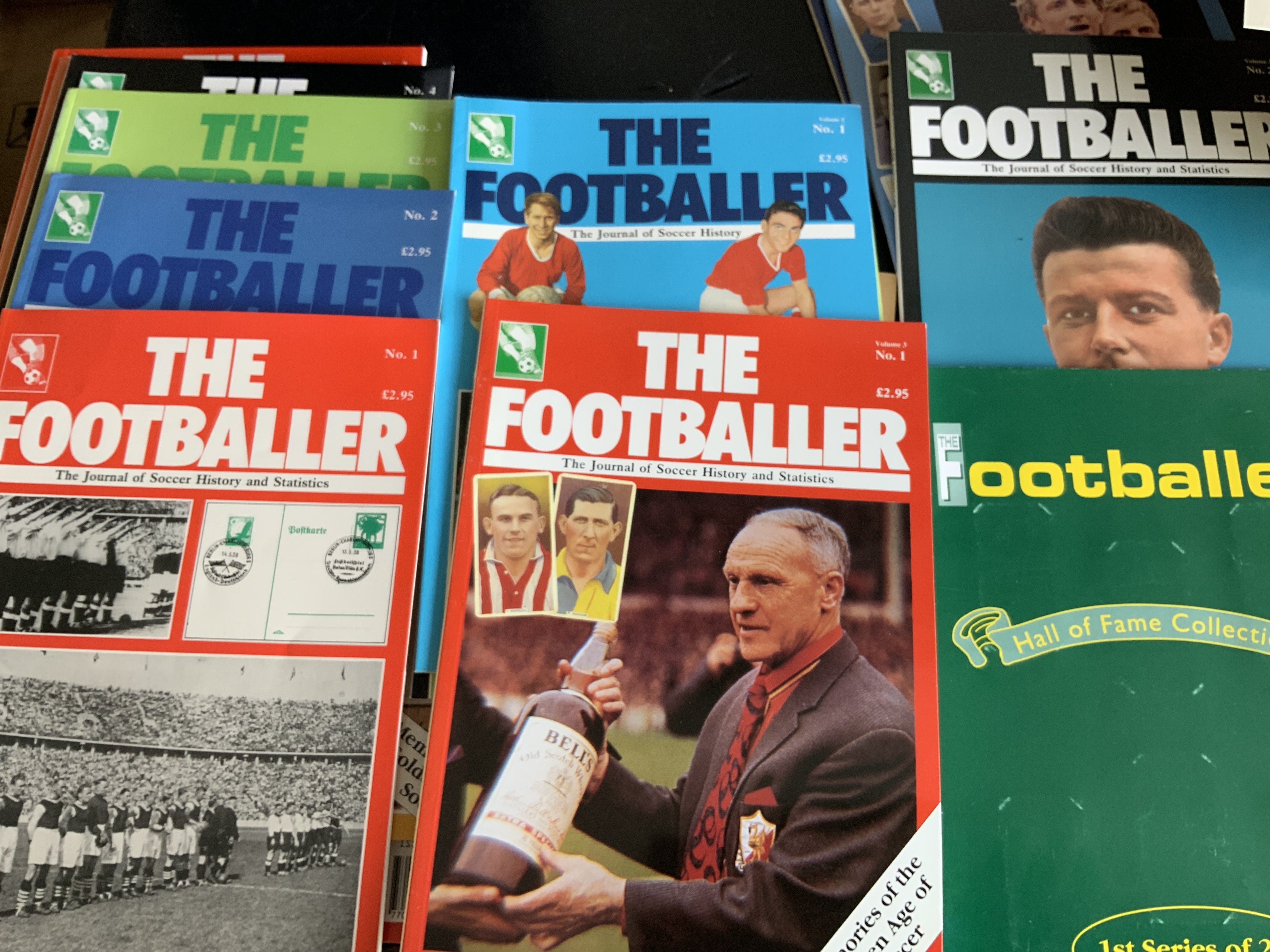 The Footballer Magazine Collection in Binder: Eighteen magazines include editions 1 to 7, Volume two 1 to 7 plus 5 from volume 3. C/W set of 24 hall of fame cards from same maker. Instructions to sell. (19)