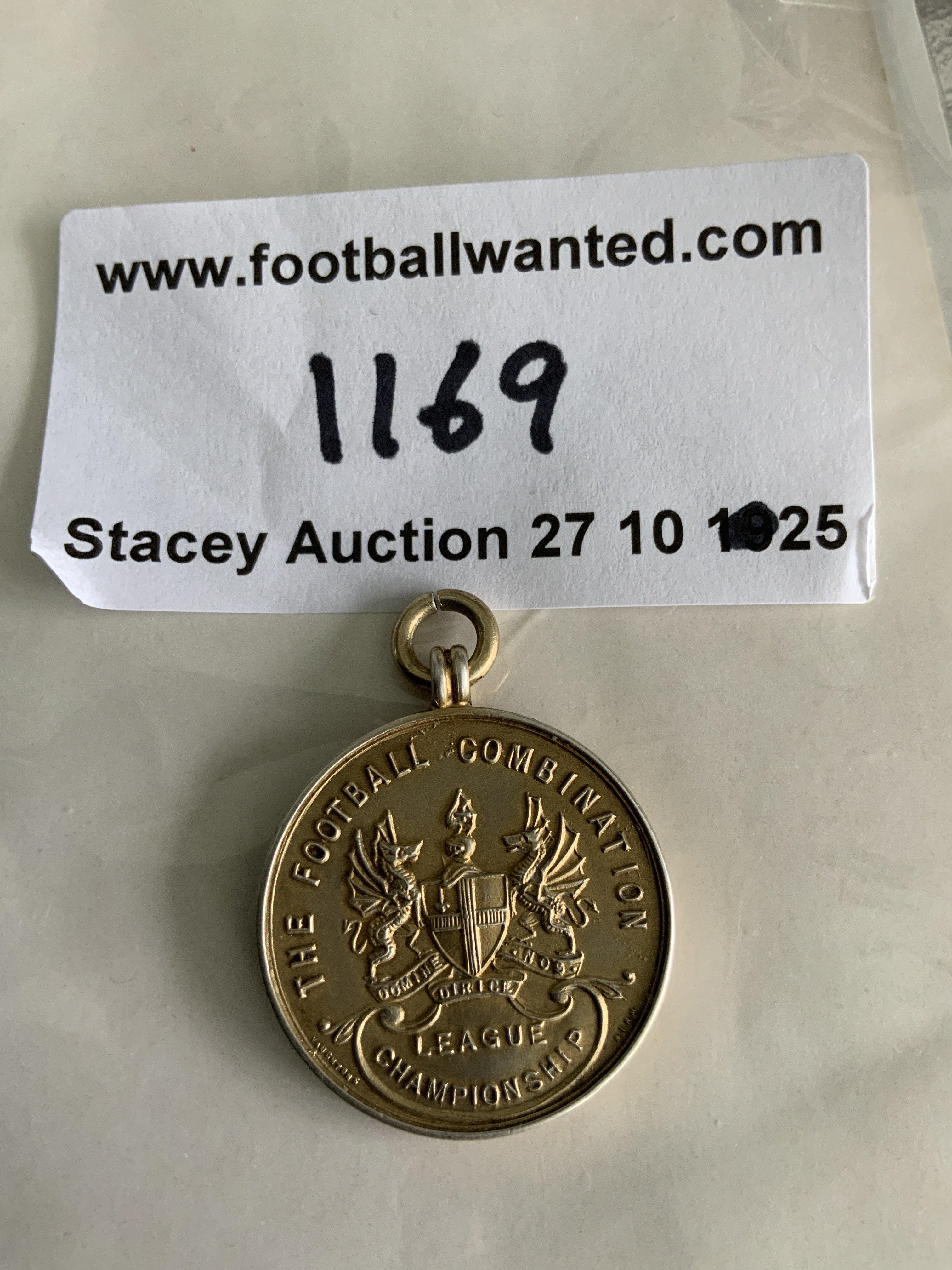 Arsenal 51/52 Reserves Silver/Hallmark Football Medal: Jack Kelseys Football Combination League runners up medal. One side reads The Football Combination League Championship the reverse stating Runners Up 1951-52 with hallmark and makers Vaughtons stamp. Box not present. Direct from reliable source that knew him and used to put on dinners many years ago for the players.