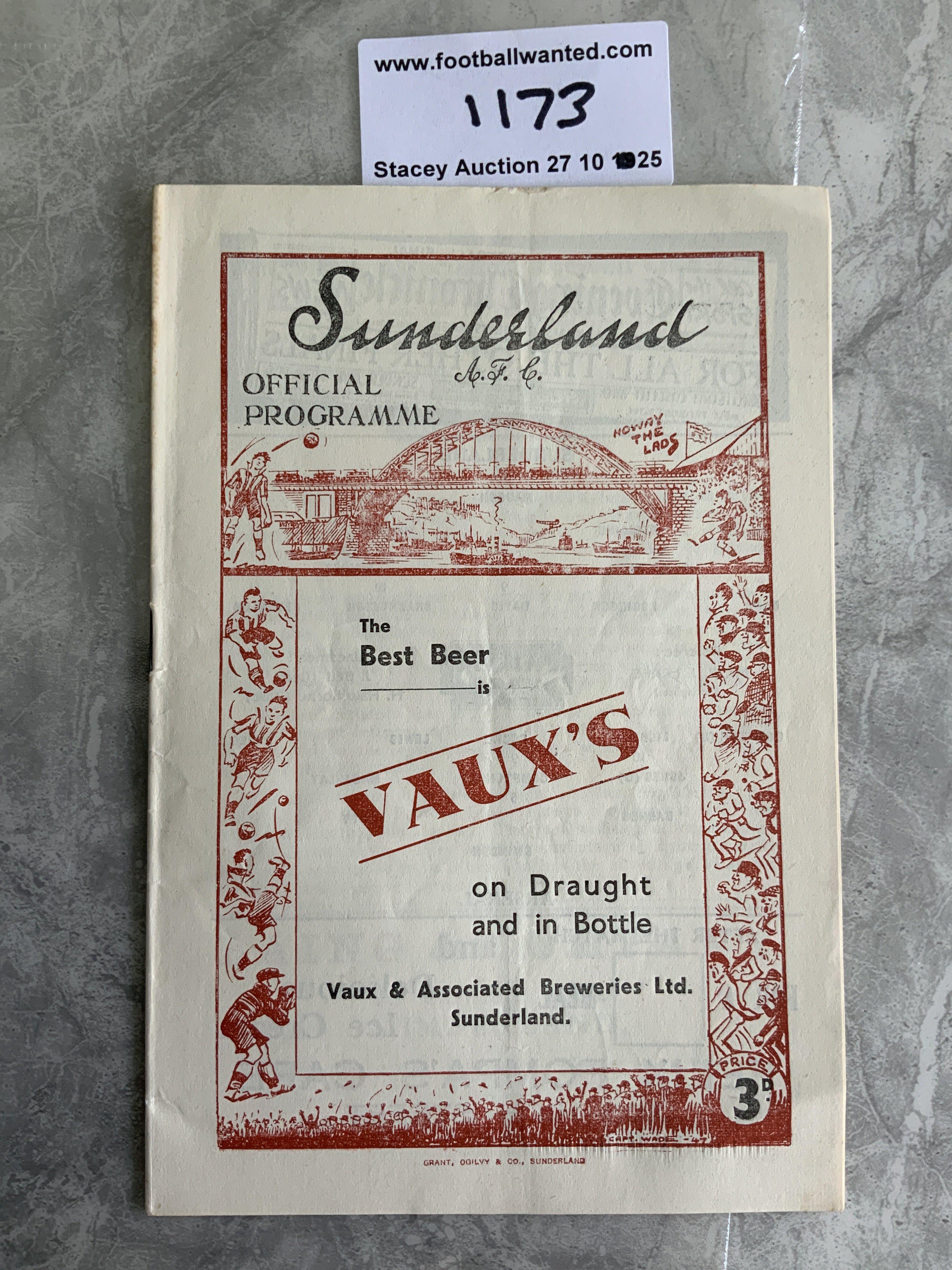48/49 Sunderland v Arsenal Football Programme: Excellent condition league match with no team changes.
