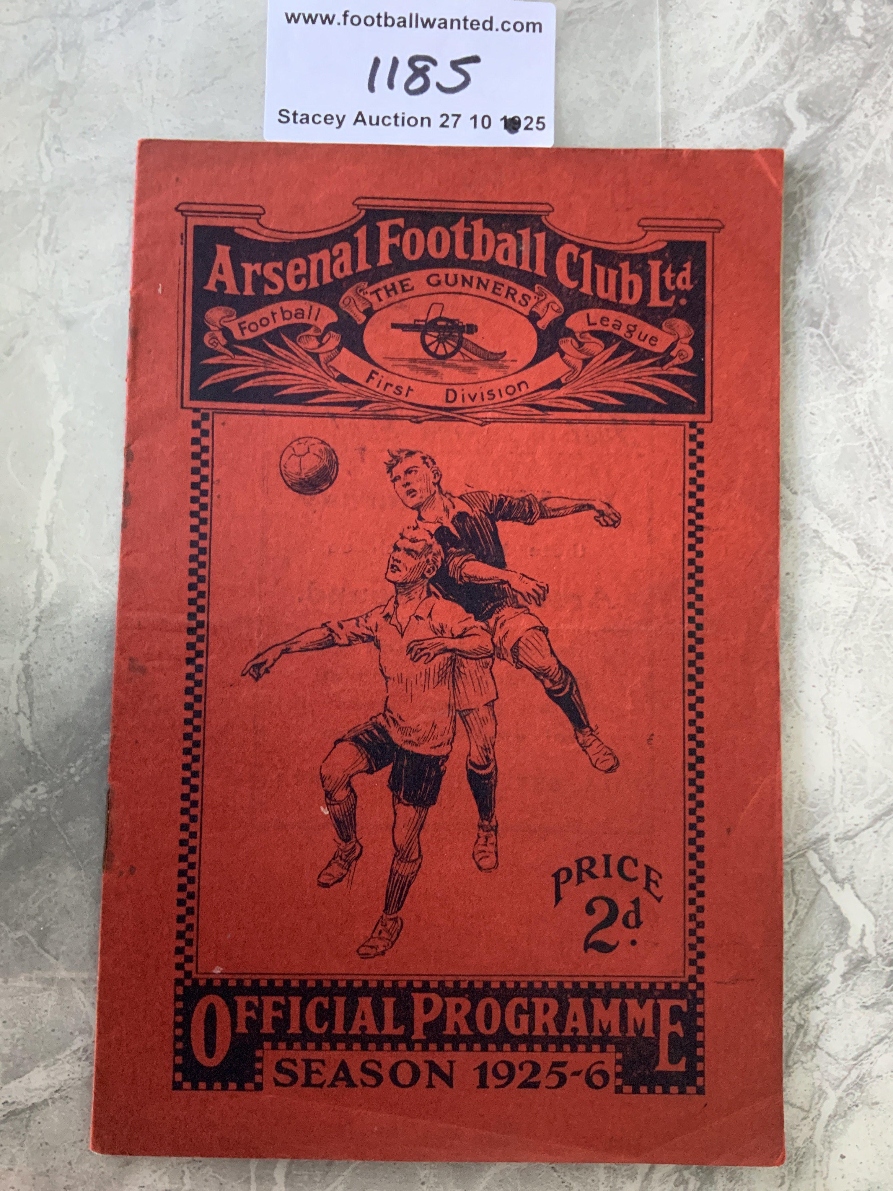 1925 - 1926 Arsenal v Liverpool Football Programme: Good condition league match dated 12 9 1925. Rusty staples holding firm. No team changes.