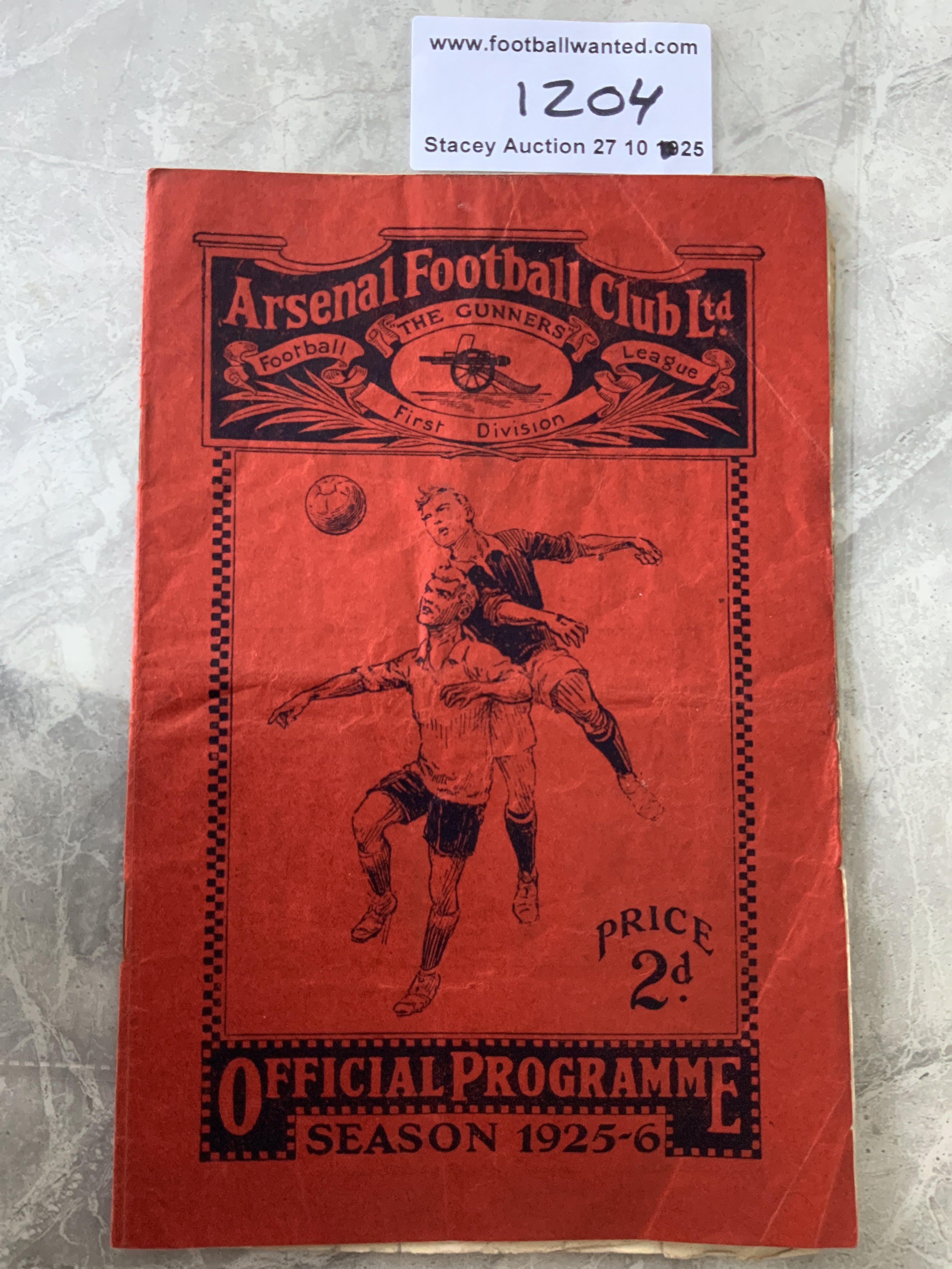 1925 - 1926 Arsenal v Tottenham Reserves Football Programme: Good condition which doubles up as the Railway Cup Final match between Great Eastern Rovers and Gateshead Loco Works. Dated 10 4 1926. Slight creasing. No team changes.