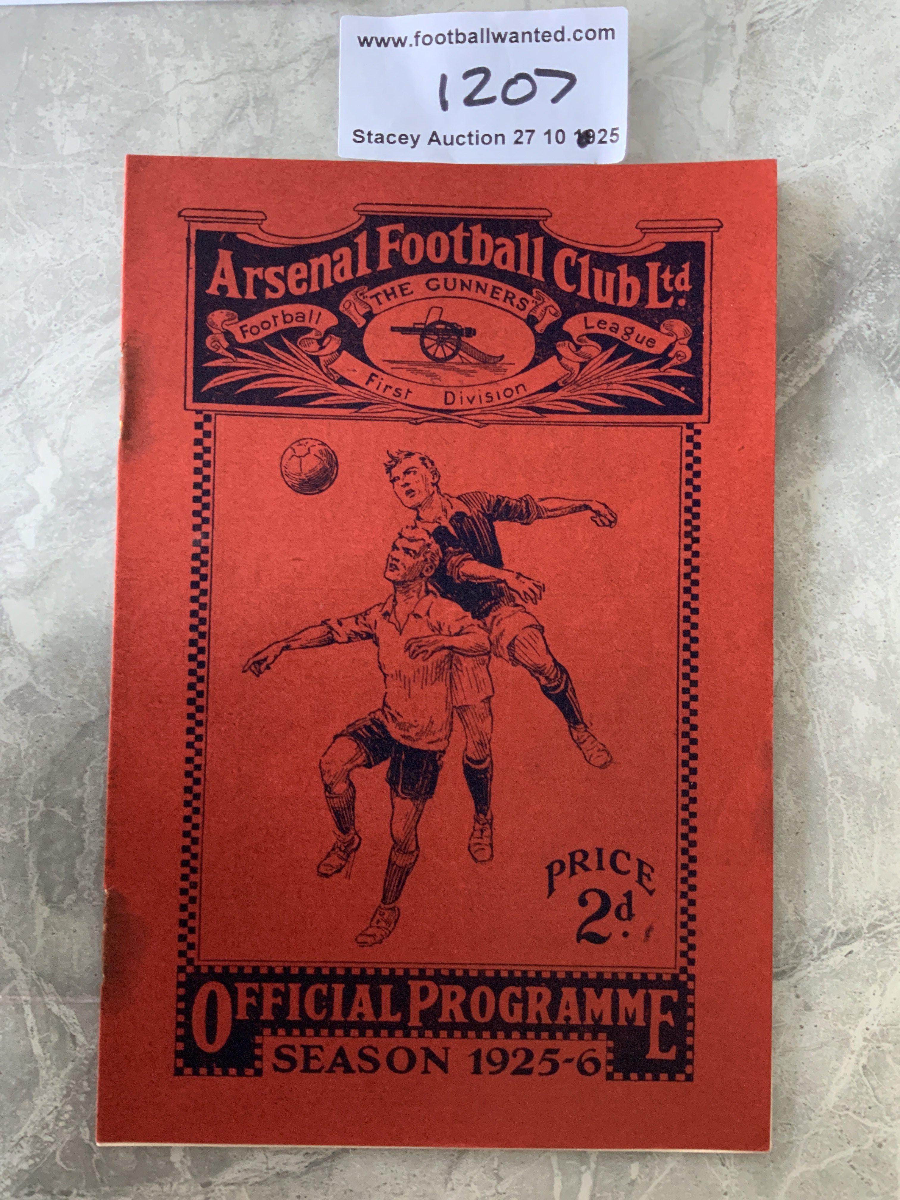 1925 - 1926 Arsenal v Millwall Reserves Football Programme: Good condition London Combination match dated 24 4 1926. Rusty staples removed leaving rust marks. No team changes but word capt written to team page.