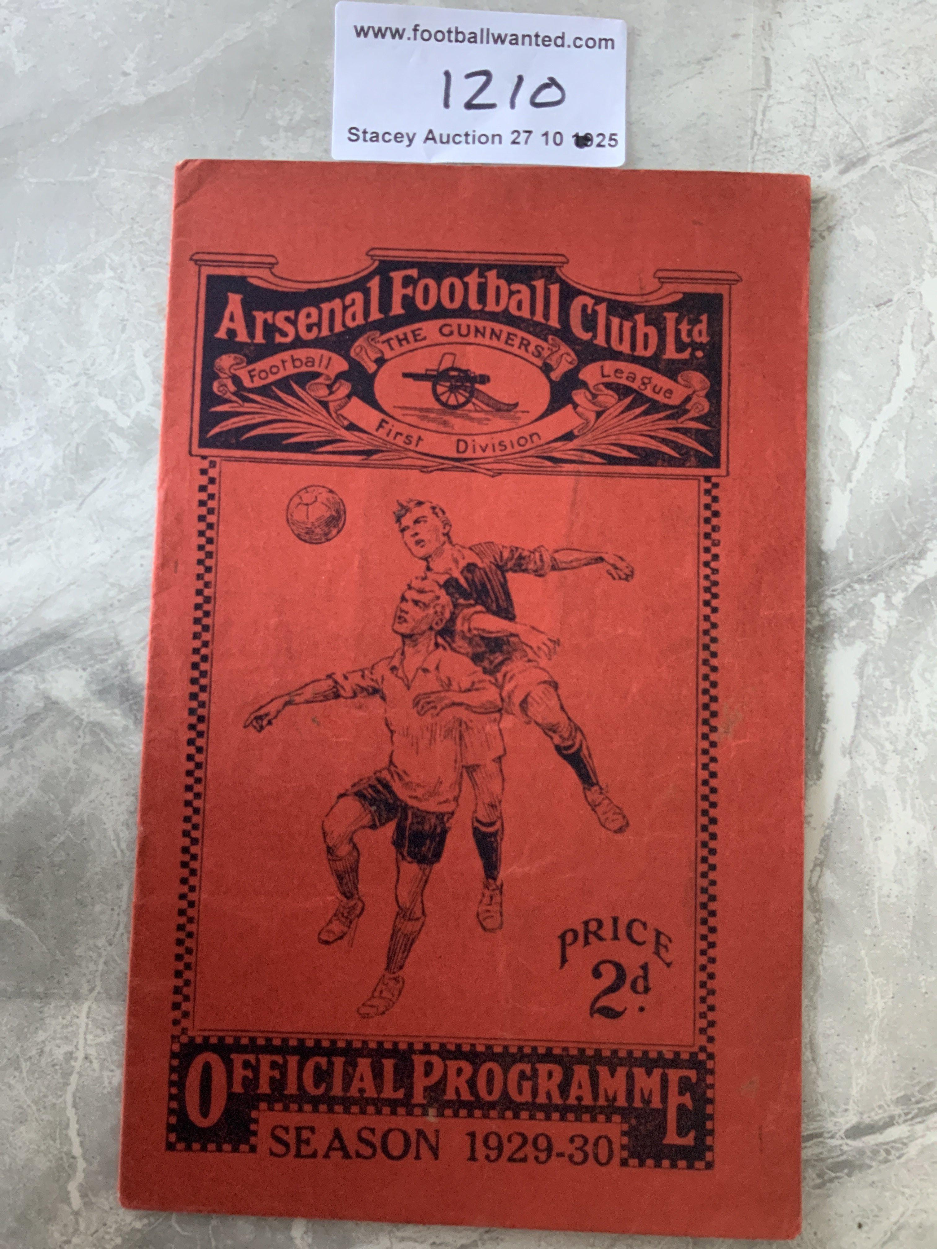 1929 - 1930 Arsenal v Swansea Reserves Football Programme: Good condition London Combination match dated 7 9 1929. Pencilled team changes.