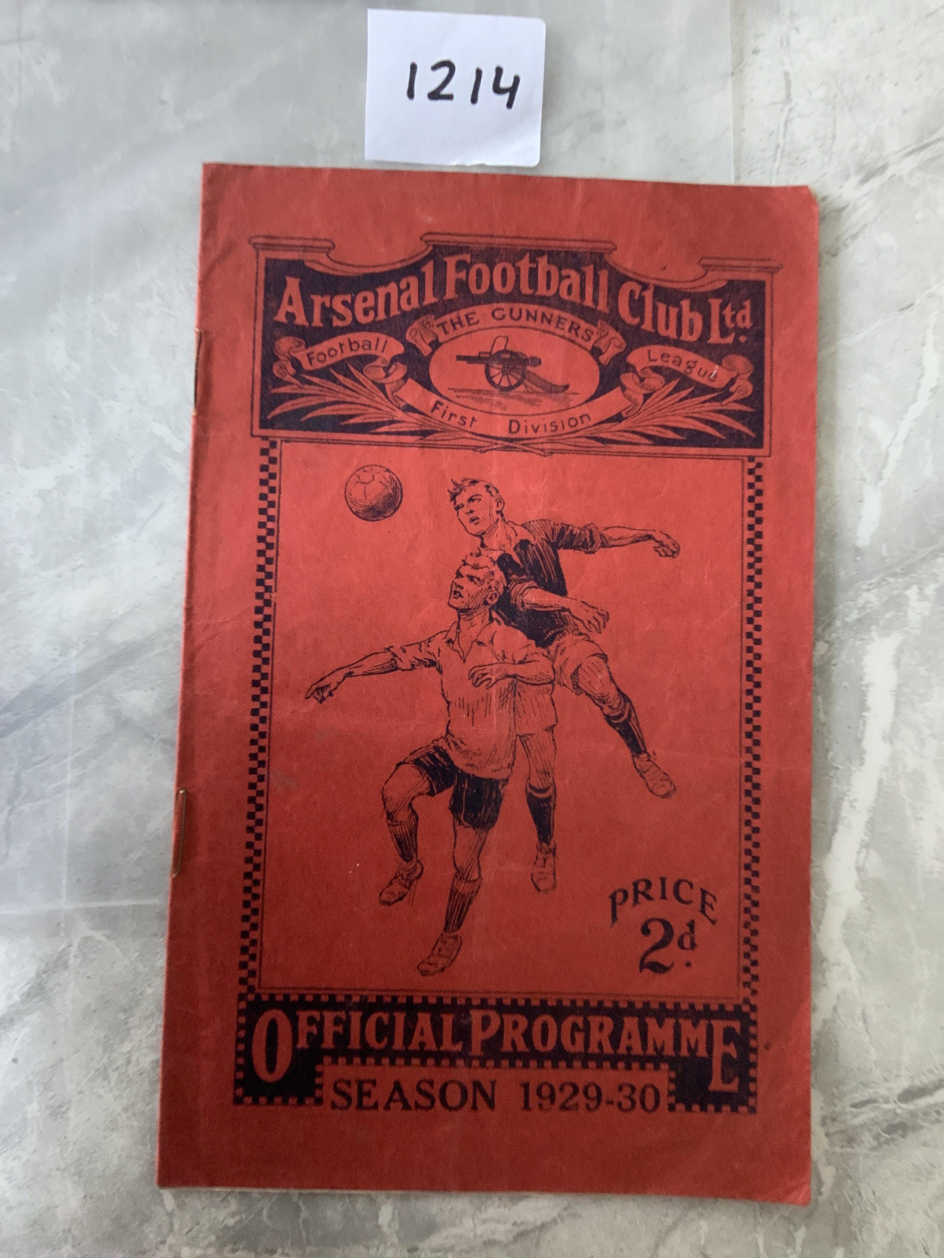 1929 - 1930 Arsenal v Bolton Wanderers Football Programme: Good condition league match dated 28 9 1929. Pencilled team changes.