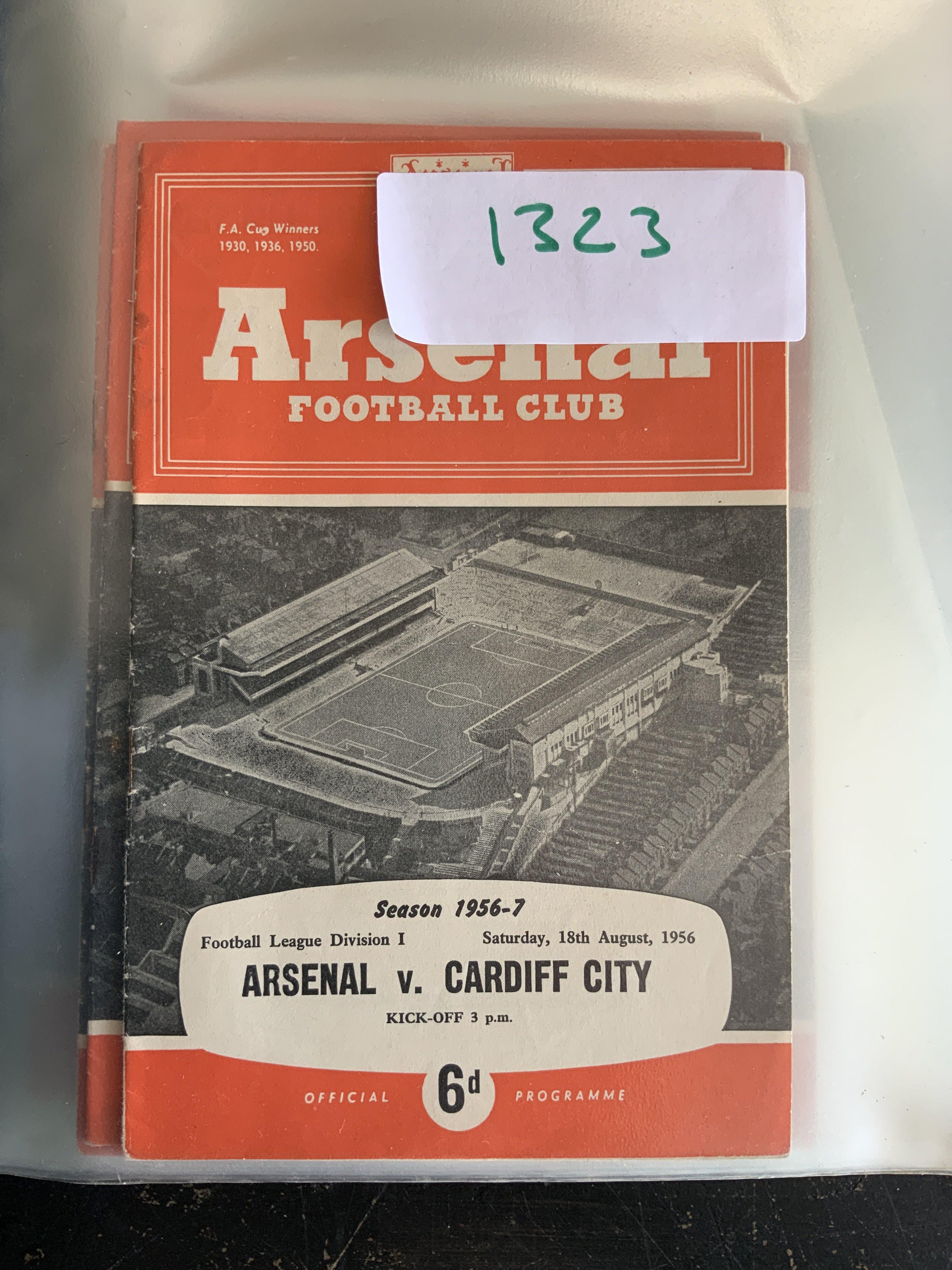56/57 Arsenal Complete 1st Team + Reserves Football Programmes: Home programmes with all 26 first team including a few friendlies. C/W 21 from the Football Combination which is probably also complete. Majority good. (47)