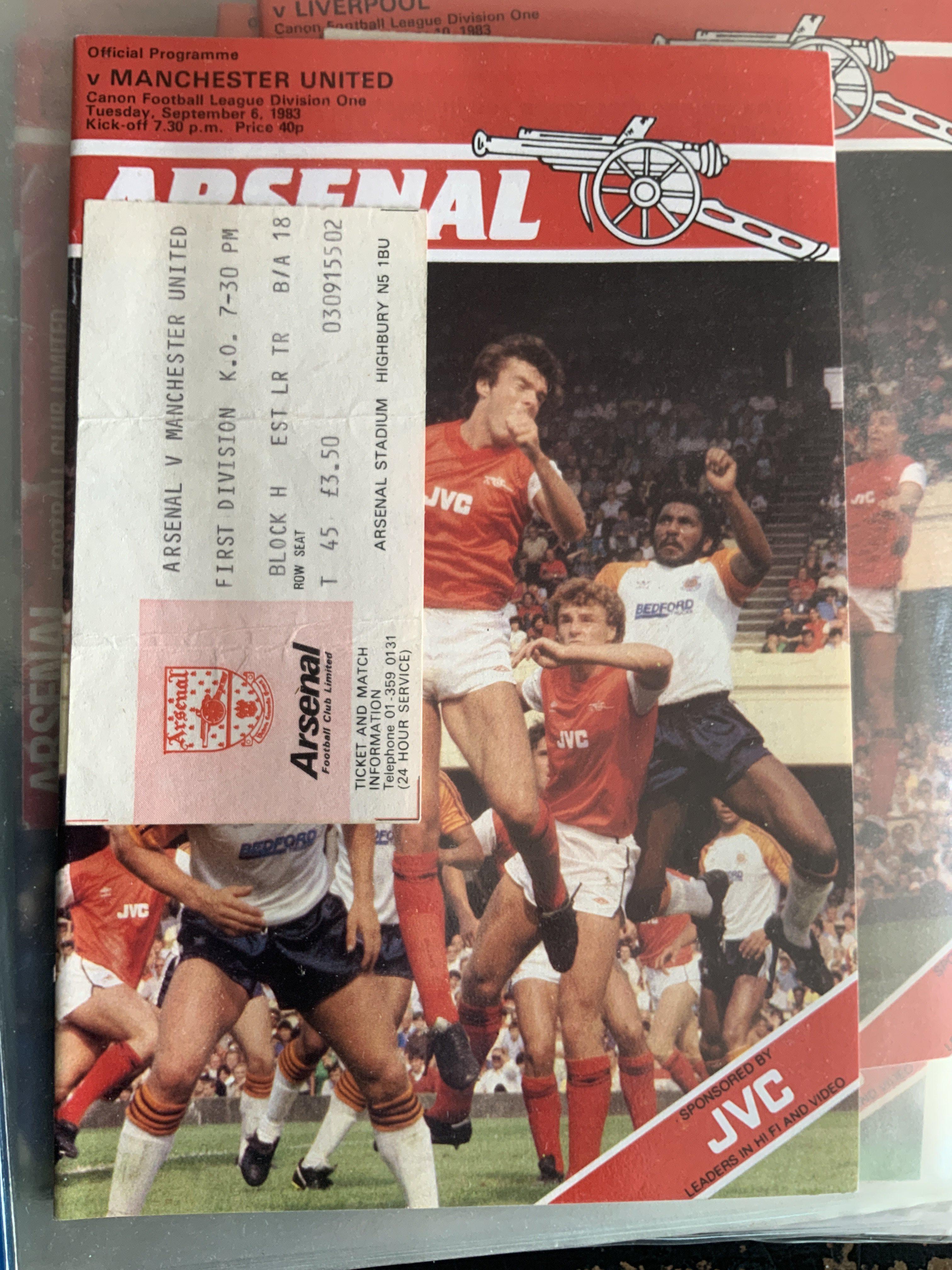 Arsenal 83/84 Football Programme + Ticket Collection: 23 1st team homes with accompanying tickets plus a probable complete set of reserve sheets with youth cup. Quantity in collectors folder. Tickets include Manchester United and League Cup matches.