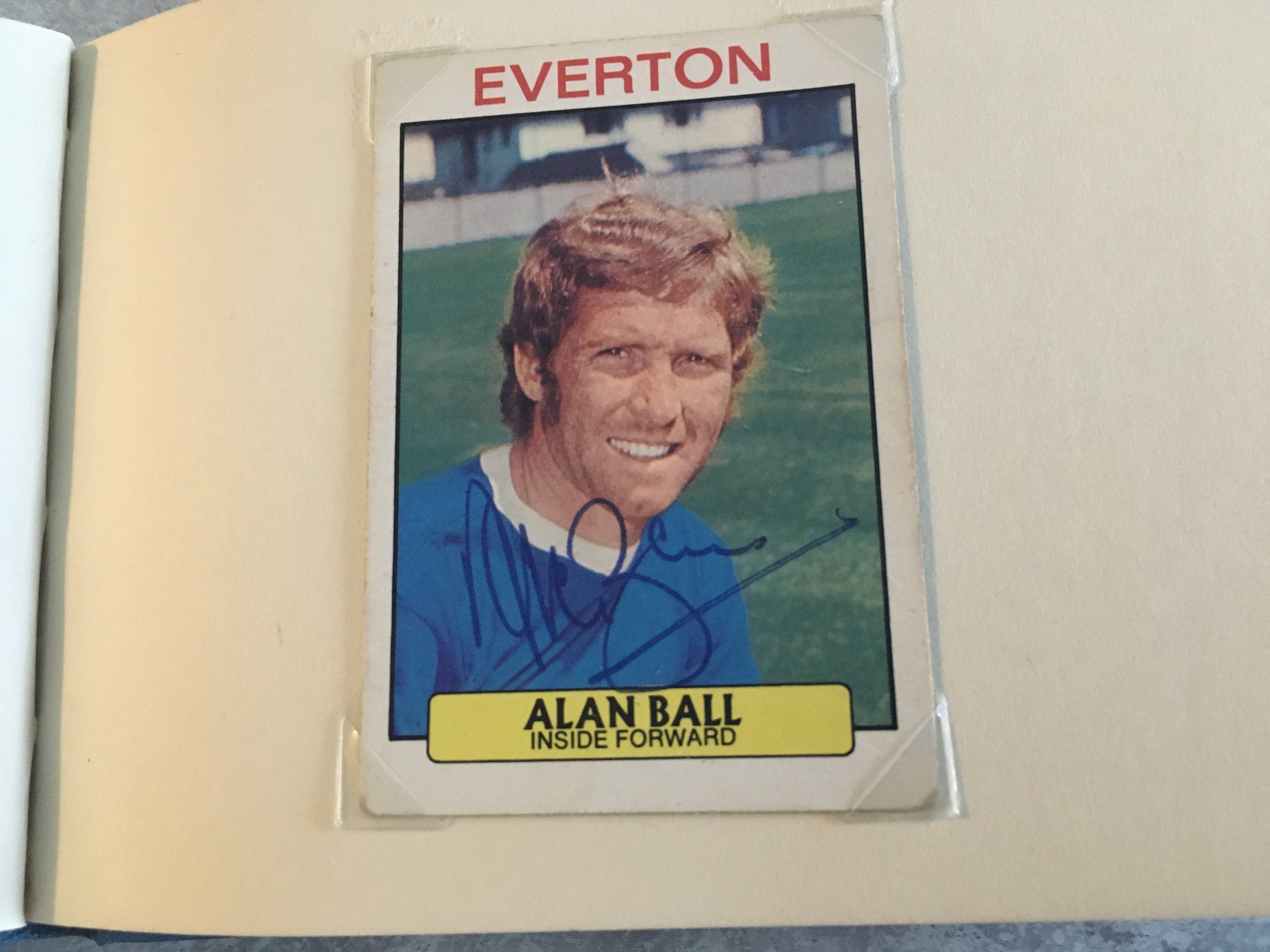 England 1966 Signed Squad Football Trade Cards: Rare chance to obtain all 22 players trade cards fully hand signed without dedication by each player plus manager Alf Ramsey. Clipped not stuck into original World Cup Willie autograph book. Most cards are by maker A+BC and feature the player in club kit. Autographs are genuine and sometimes collected in person at organised events although Bobby Moore purchased and looks a bit rushed. Stunning rare chance.