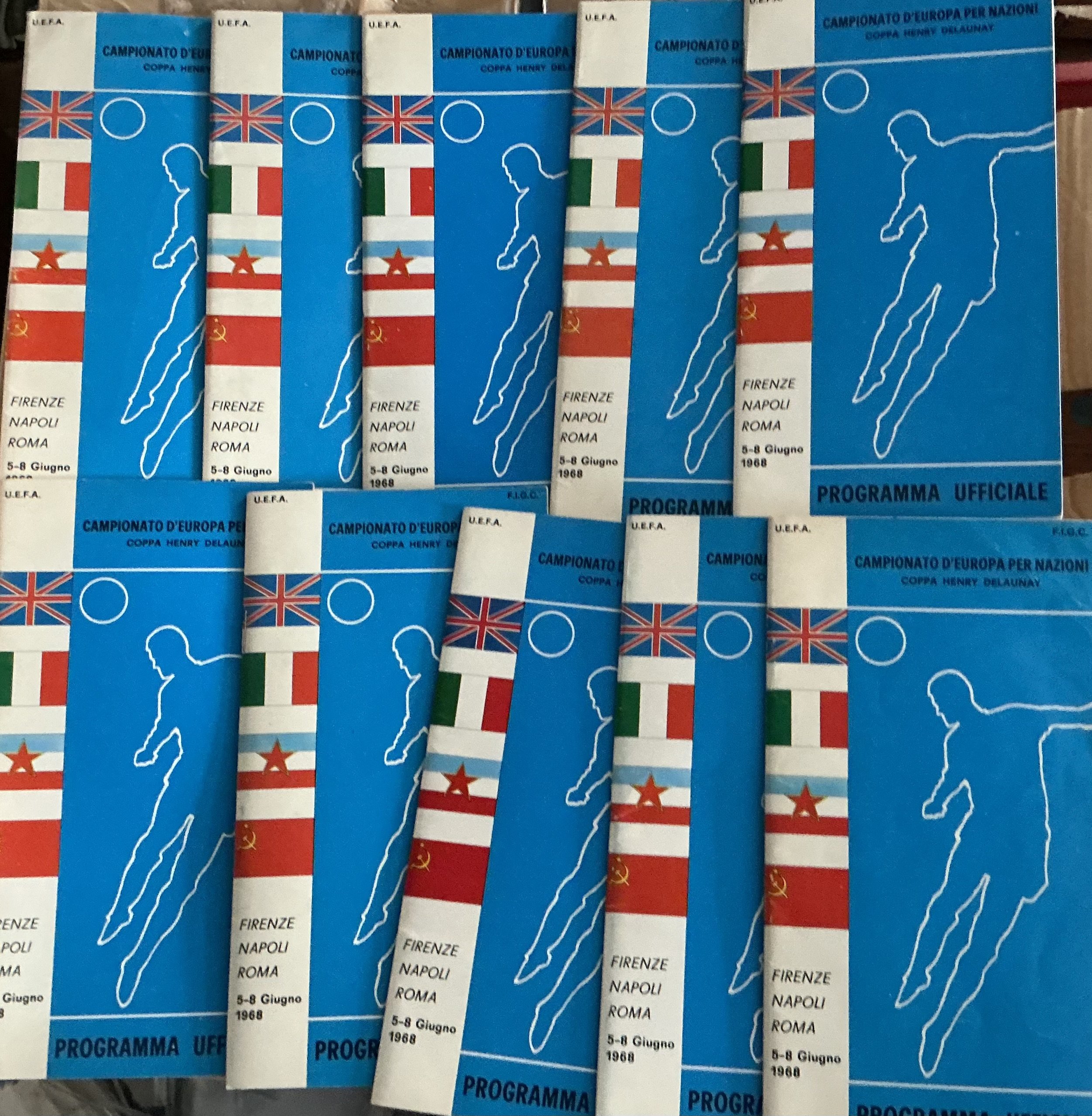 1968 Euros Final Football Programmes: Played in Italy with the 4 finalists being USSR England Yugoslavia and Italy. Very good. (10)