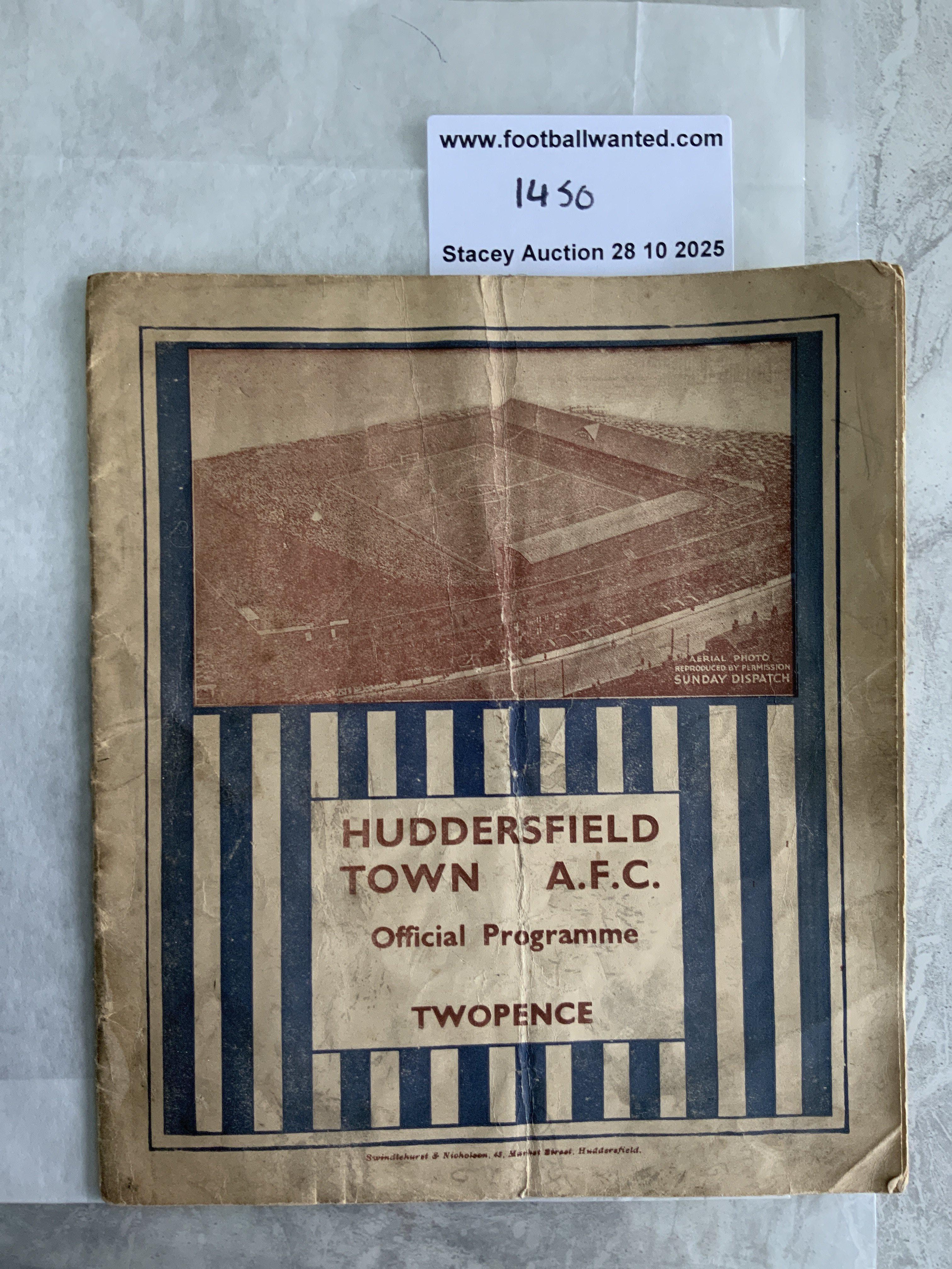 35/36 Huddersfield v Birmingham City Football Programme: 1st Division match in fair condition with team changes. Folding and handling marks.