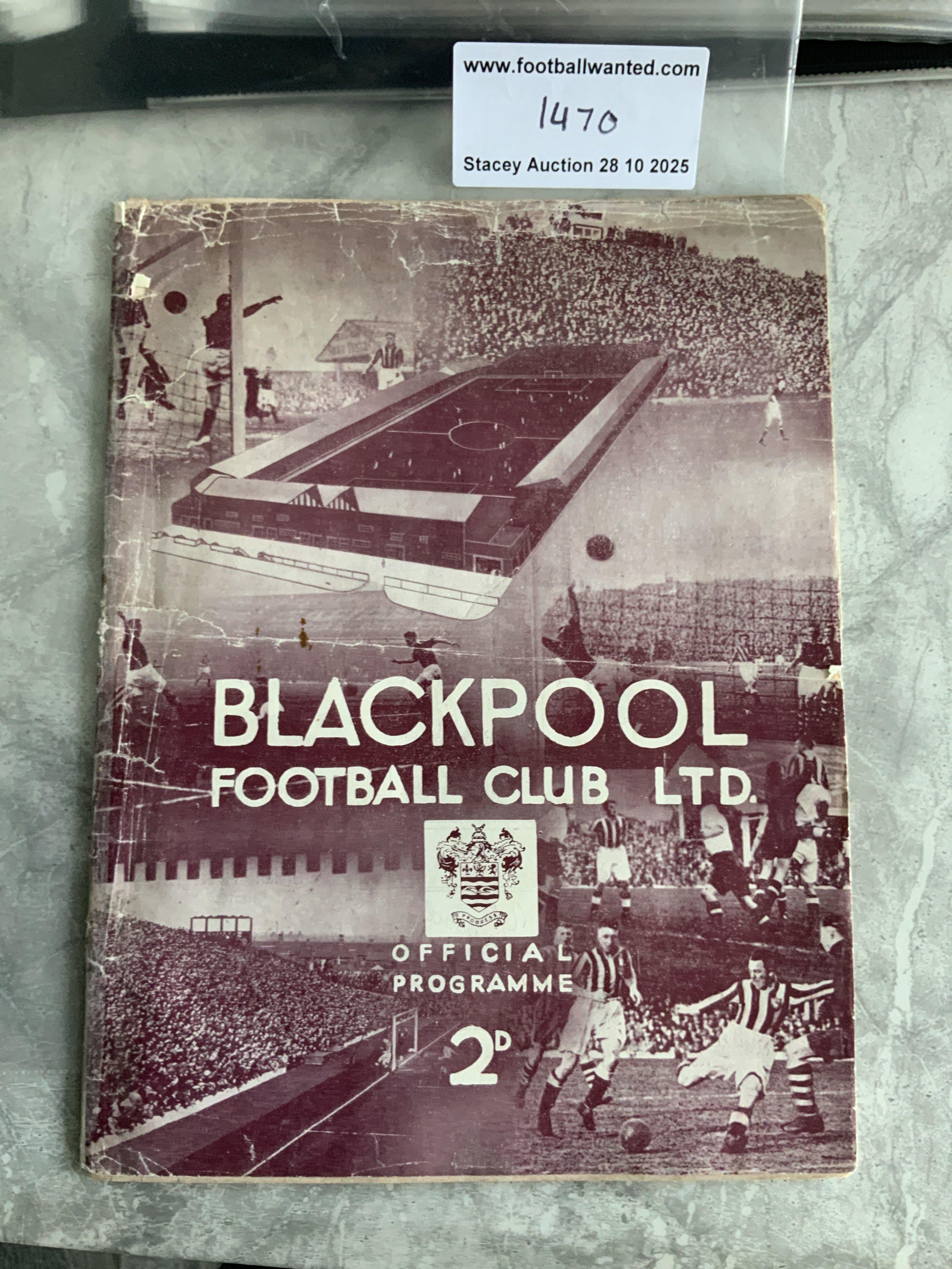 37/38 Blackpool v Preston Football Programme: 1st Division match in fair/good condition with no team changes. Crease marks and professional repair.