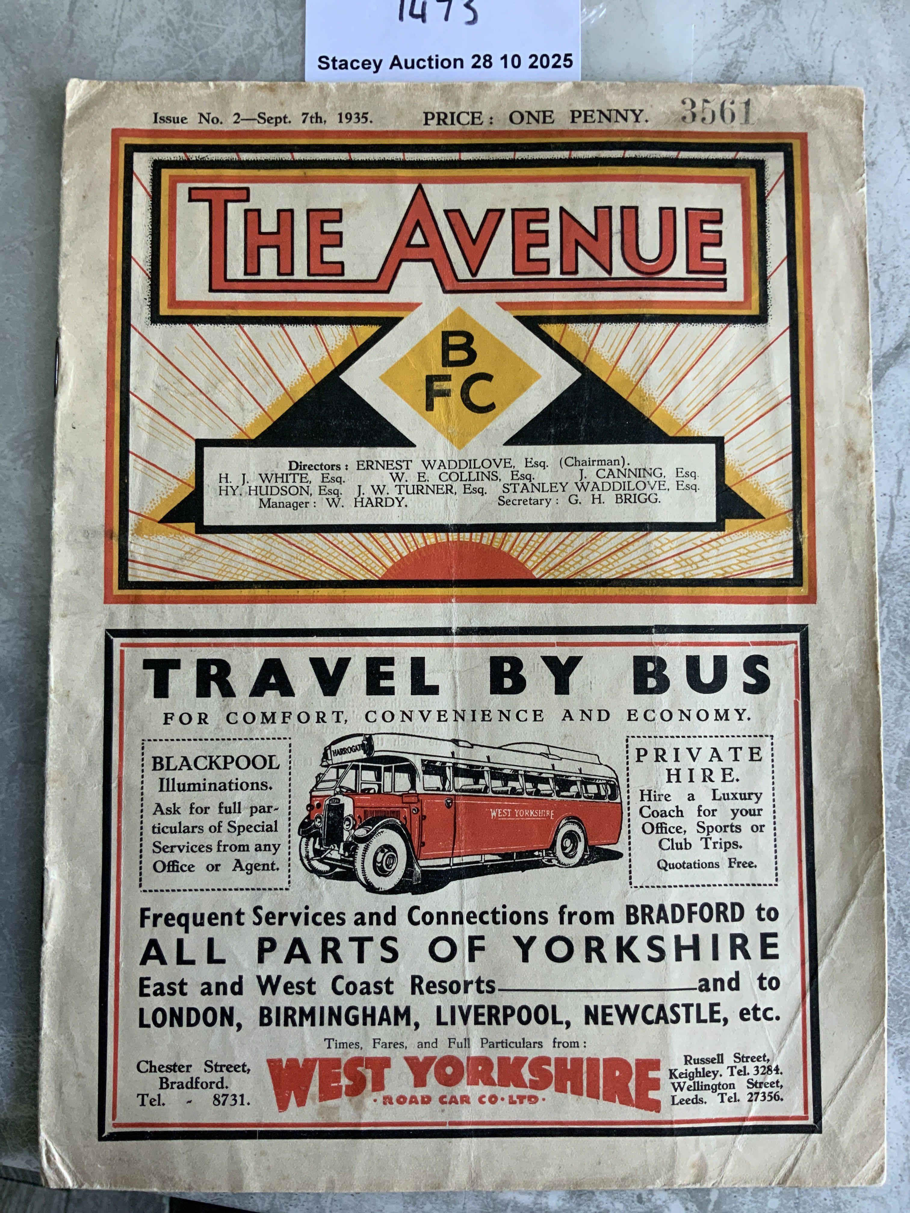 35/36 Bradford Park Avenue v Sheffield United Football Programme: 1st Division match in excellent condition with no team changes. Attractive programme.