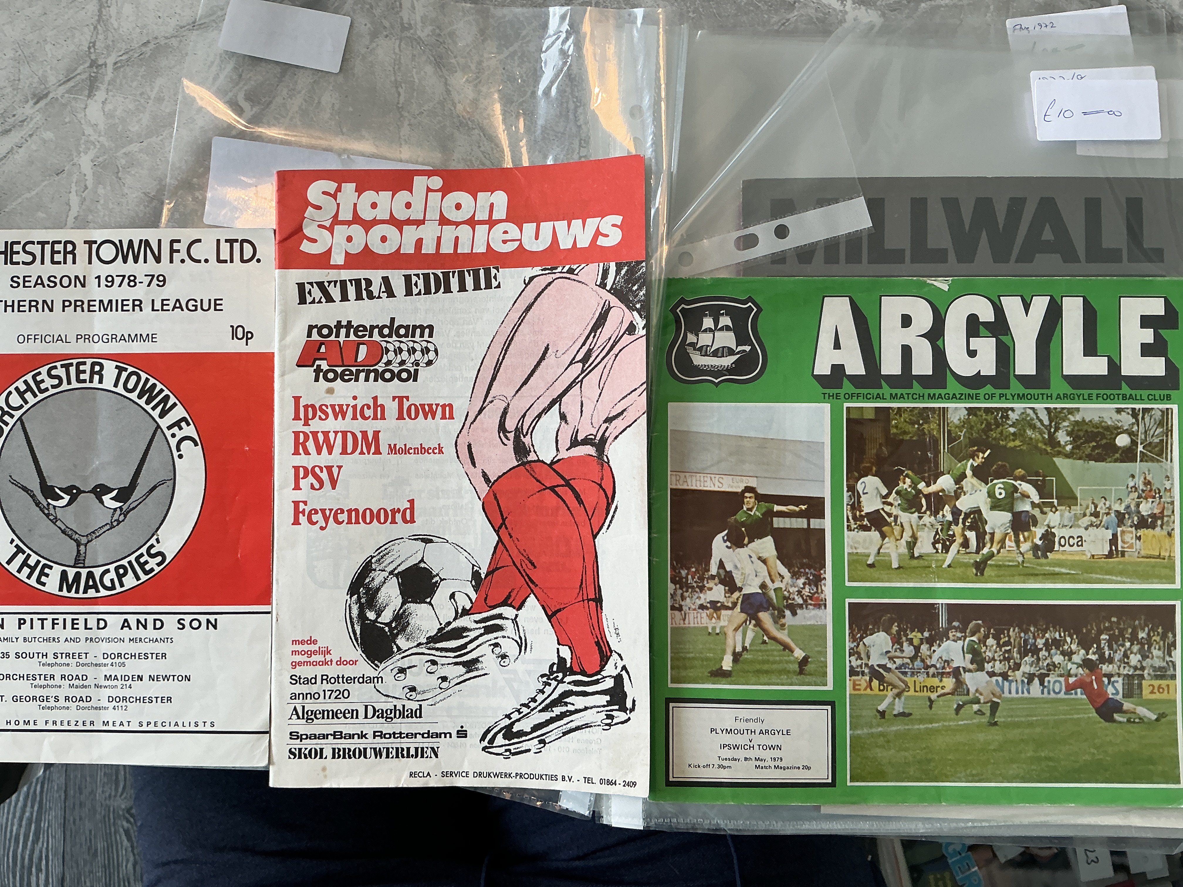 Ipswich 1970s Away Friendly Football Programmes: Includes 78/79 Dorchester, 76/77 Colchester, 74/75 + 75/76 Brighton, 72/73 Orient, 70/71 Lowestoft. Very good. (16)
