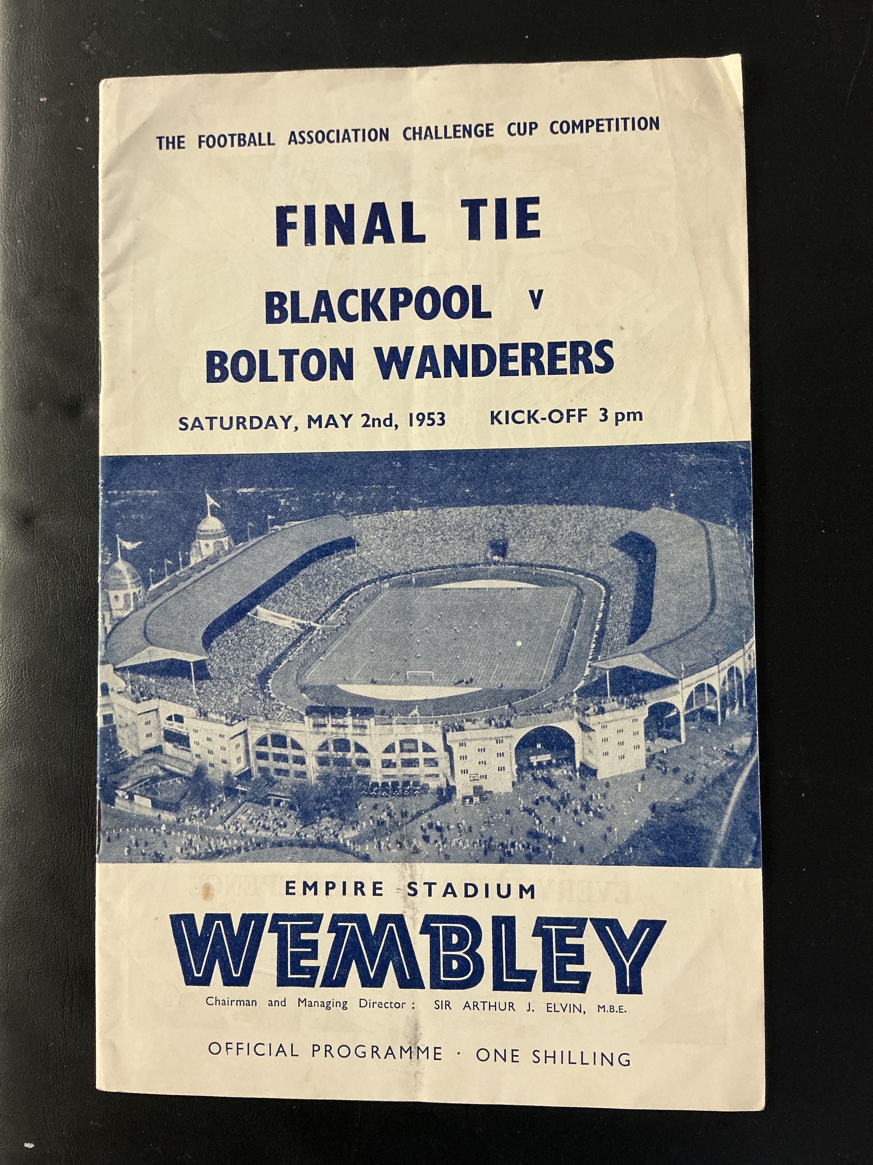 1953 FA Cup Final Football Programme: Famous Blackpool v Bolton Great Stans cup final programme in excellent condition with no team changes.