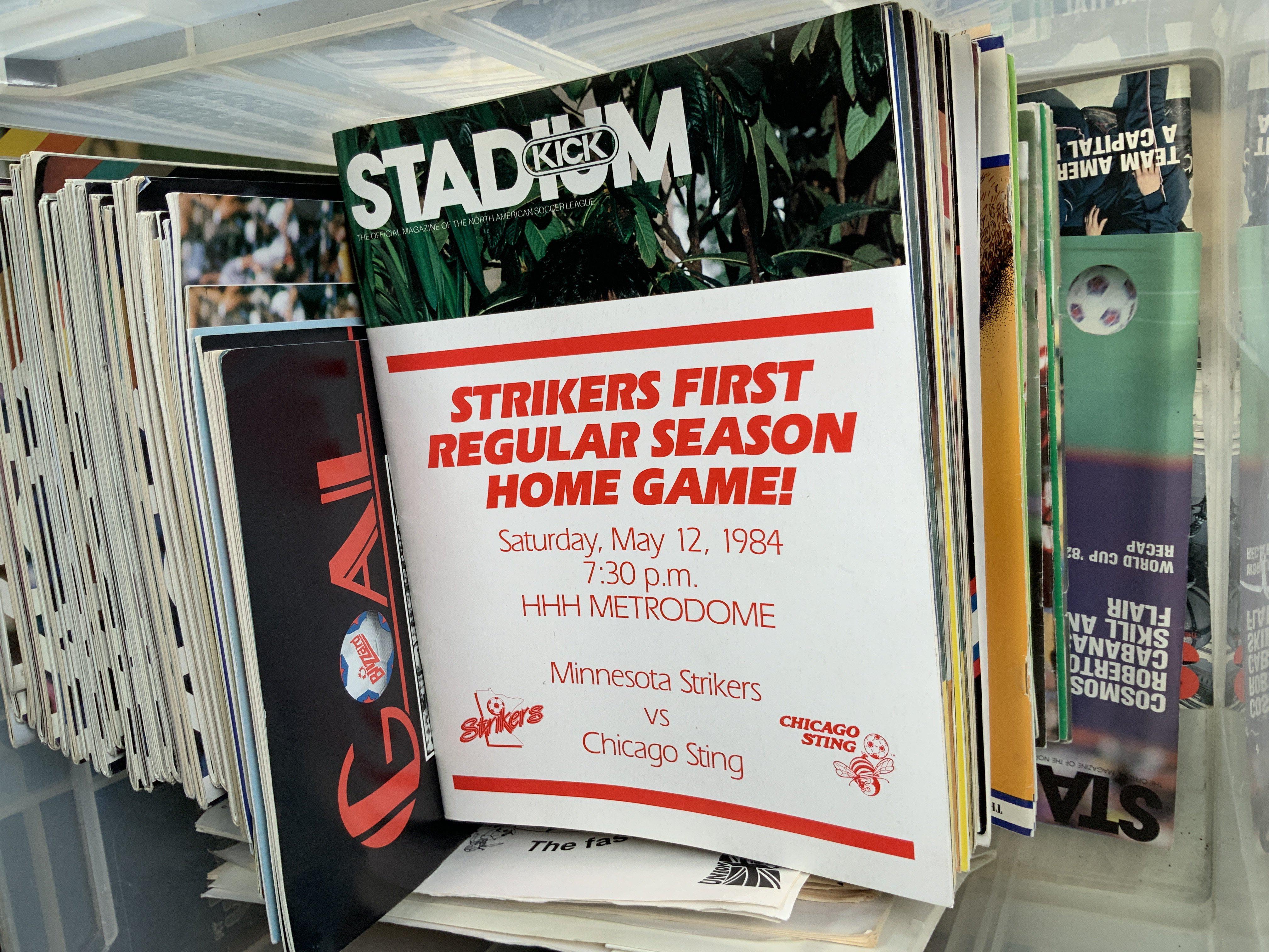 North American Football Programmes: Wide range of clubs from the 80s with many top ex Division One players including Beardsley Lorimer Weller Keegan Shilton Kidd and Villa. (Box)