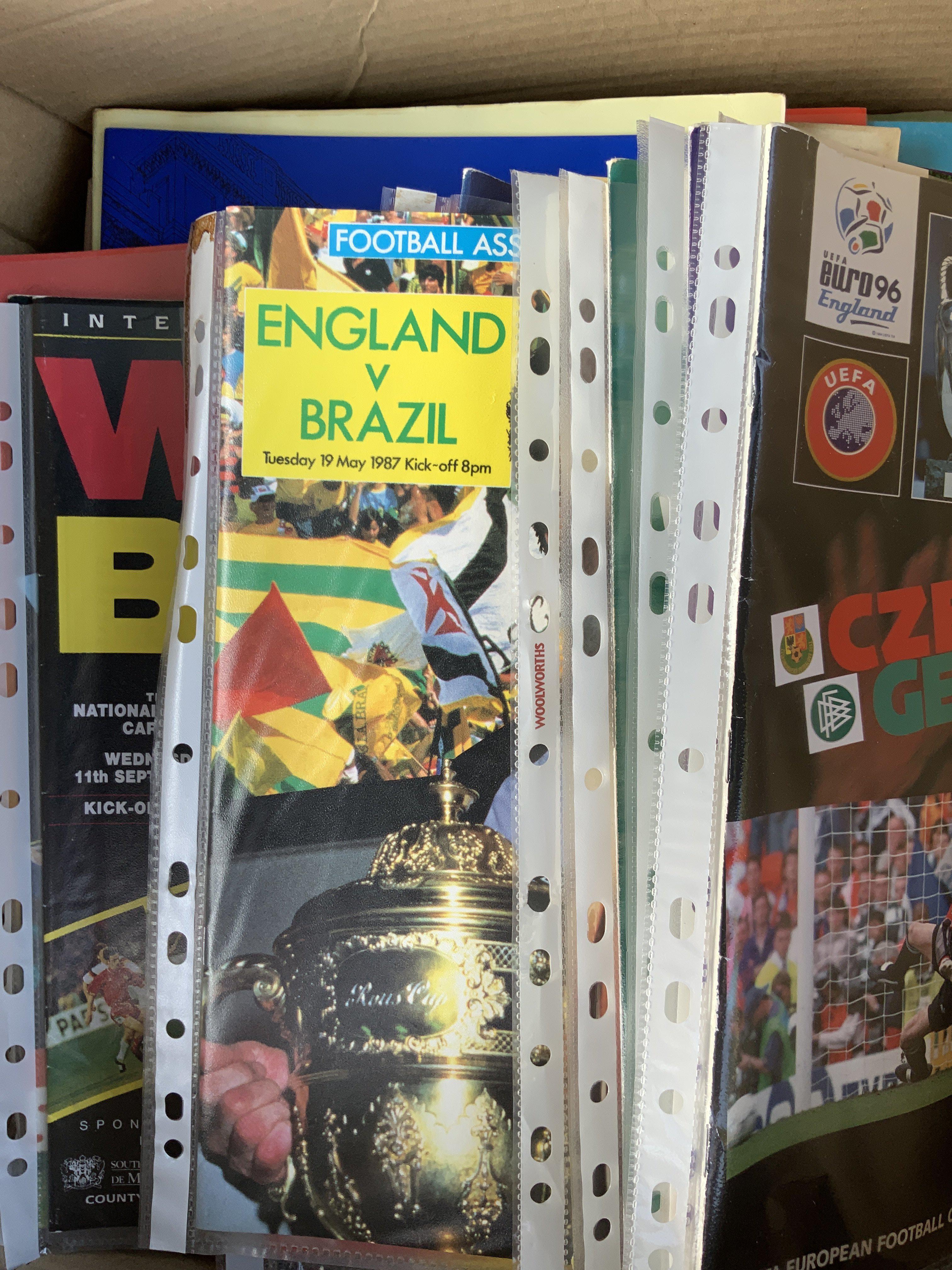 International Football Programmes: Includes many England with some Wales Scotland and Northern Ireland. Very good. (175)