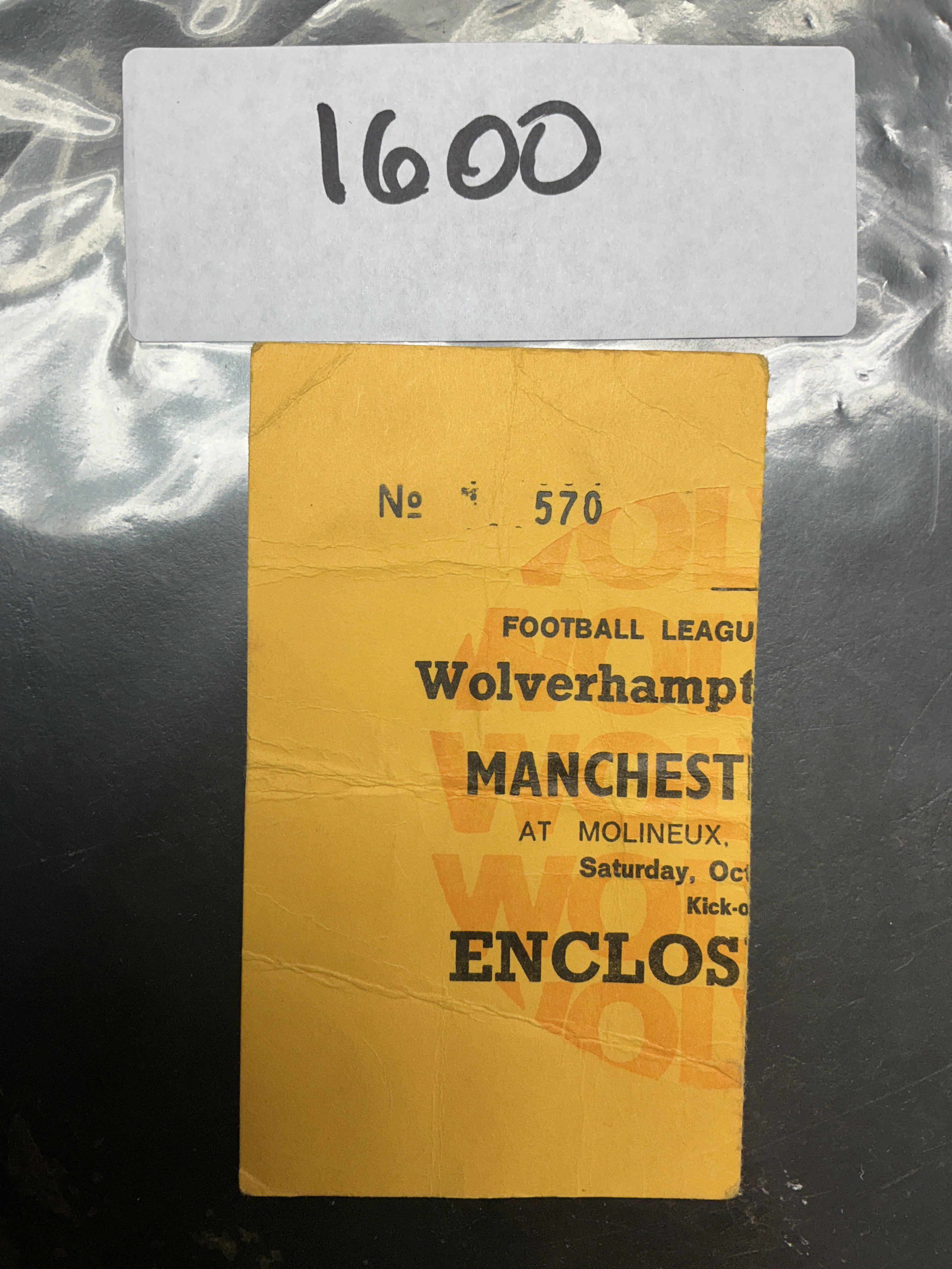 78/79 Wolves v Manchester United Football Ticket: League match dated 28 10 1978. Folding.