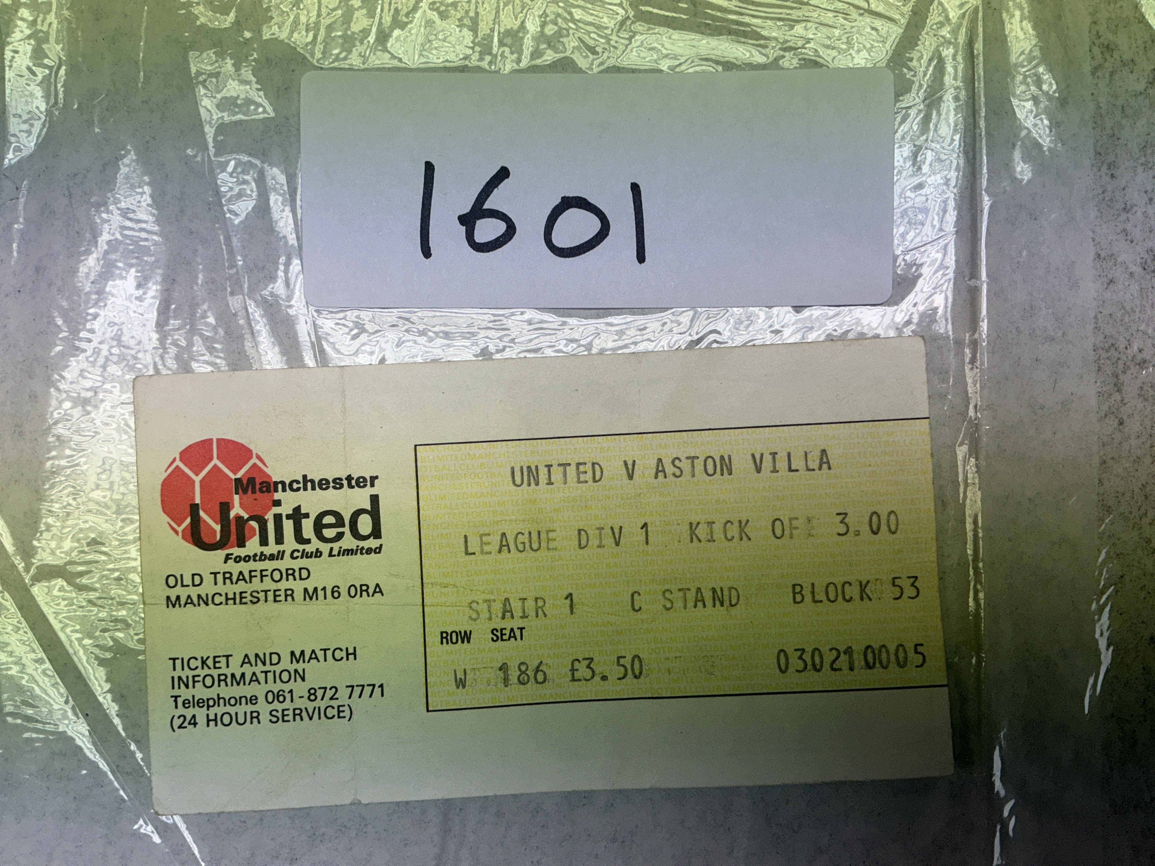 78/79 Manchester United v Aston Villa Football Ticket: League match dated 24 2 1979. Fold.