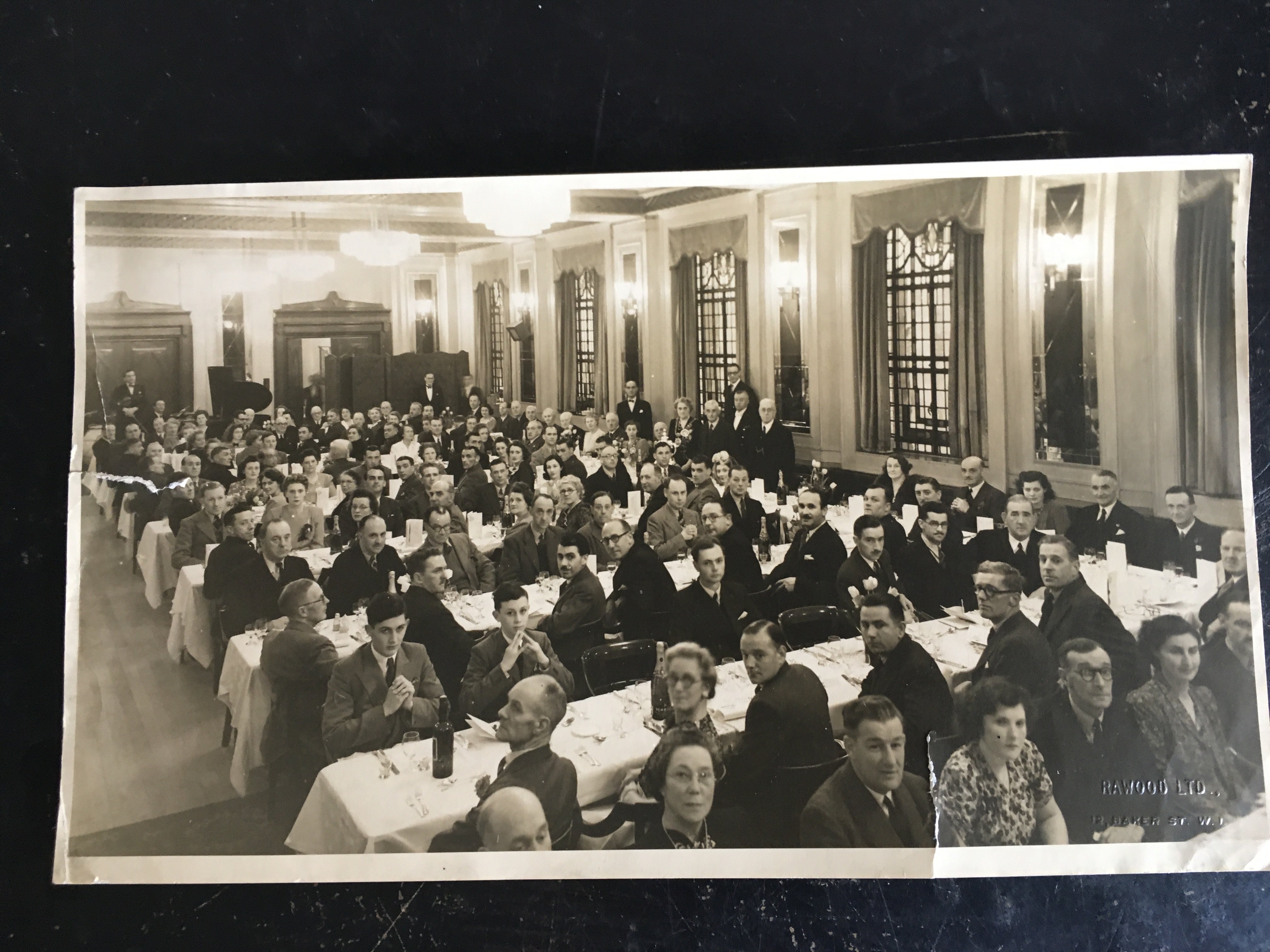 Manchester United 1948 FA Cup Final Press Photos: Press photo measuring 13 x 8 inches of the team, family and friends. Tear. Also 3 pictures of the new floodlights in 1957.