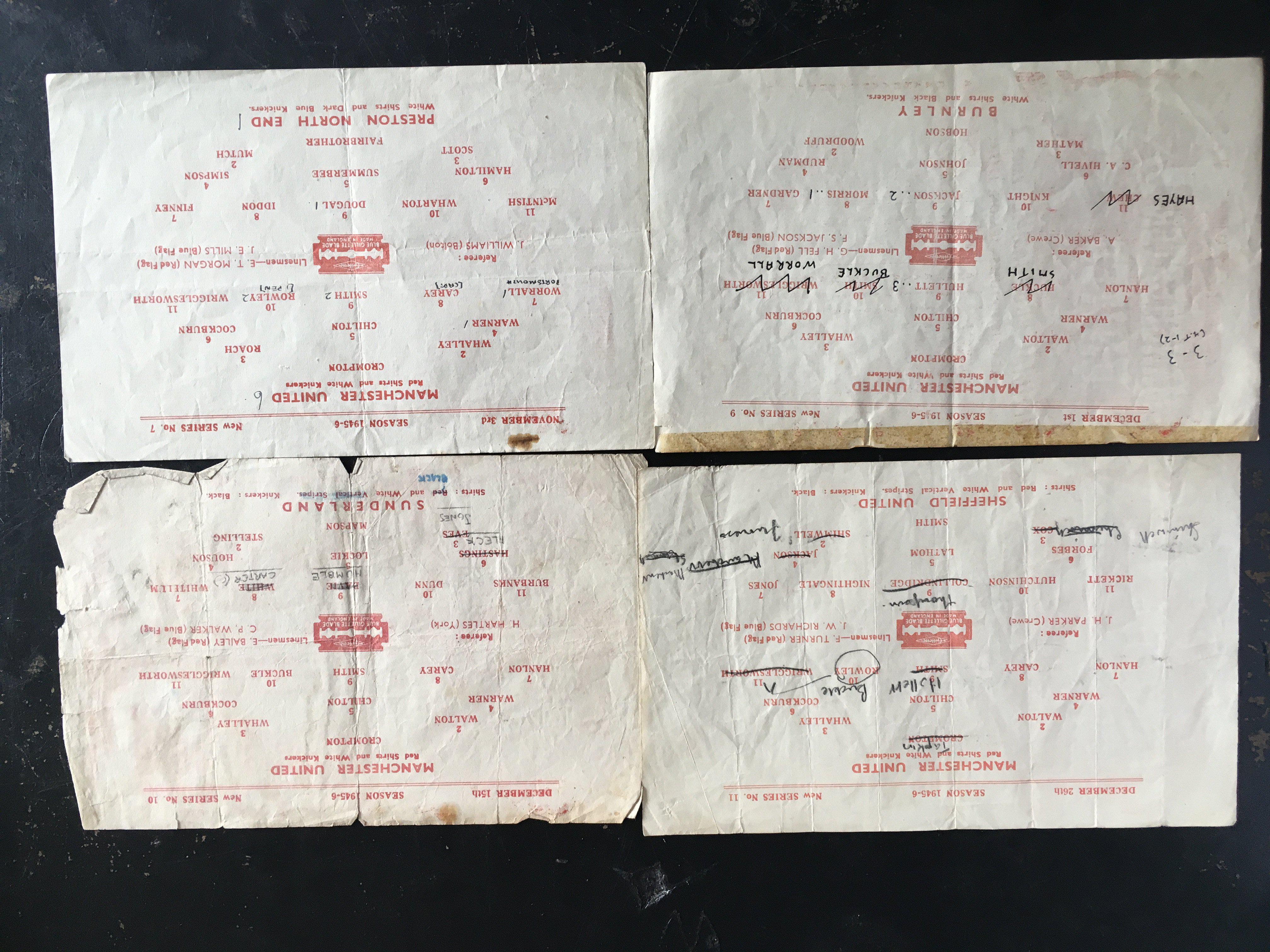 45/46 Manchester United Home Football Programmes: 17 single sheets in mixed conditions to include Liverpool and Sunderland. (17)