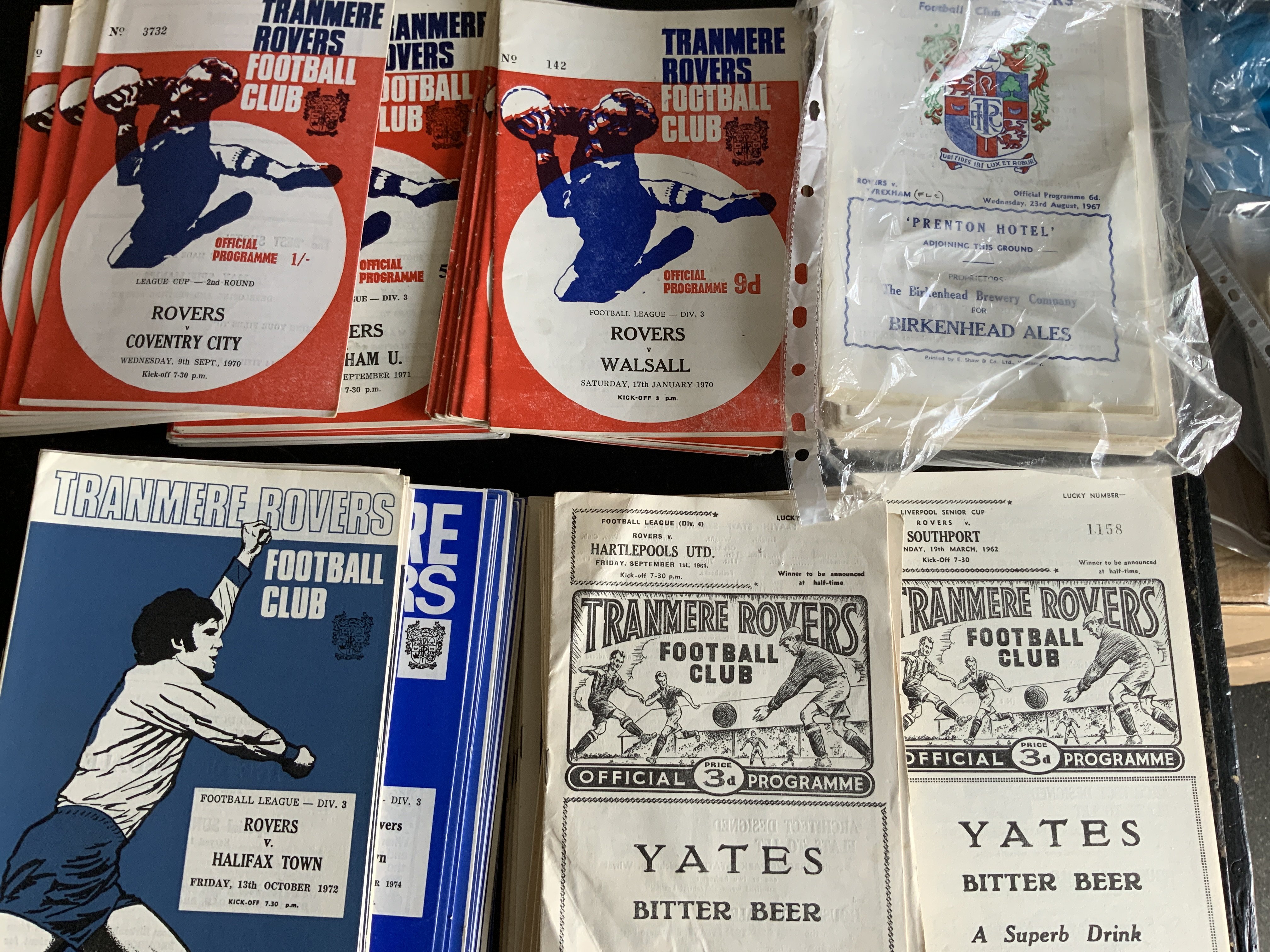 Tranmere Rovers Home Football Programmes: 40 from the early 70s. Sets from 61/62 and 67/68 could be complete. Instructions to sell. Very good. (est 85)