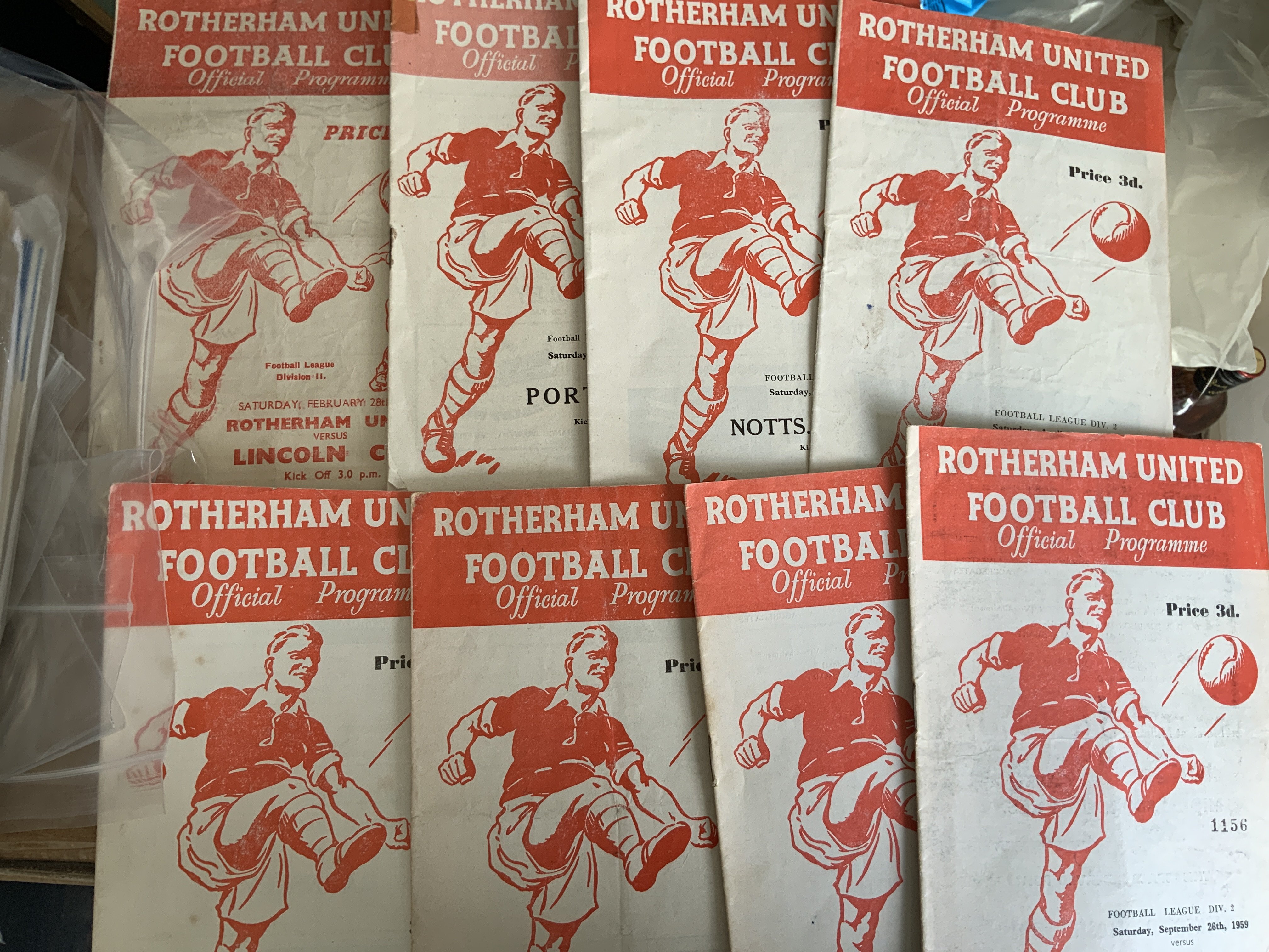 Rotherham United Home Football Programmes: 8 from the 50s and approximately 135 from the 60s and 40 from the early 70s. 67/68 68/69 + 69/70 must be near complete. Instructions to sell. Very good. (est 200+)