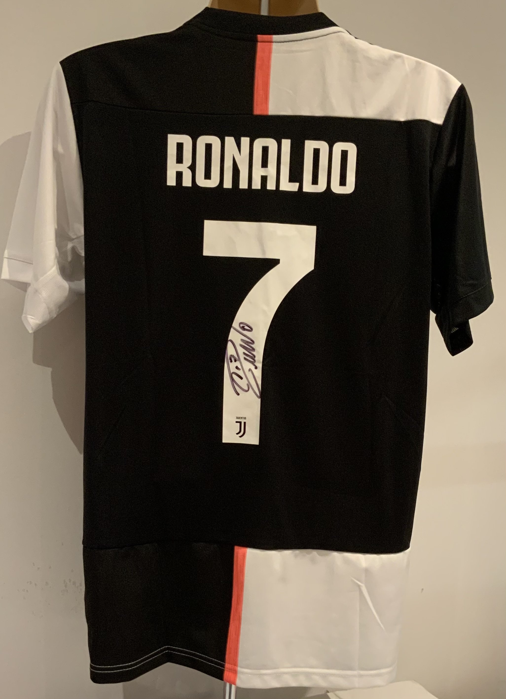 Ronaldo Juventus Signed Football Shirt: Adidas short sleeve shirt with tags signed to rear. Good condition.