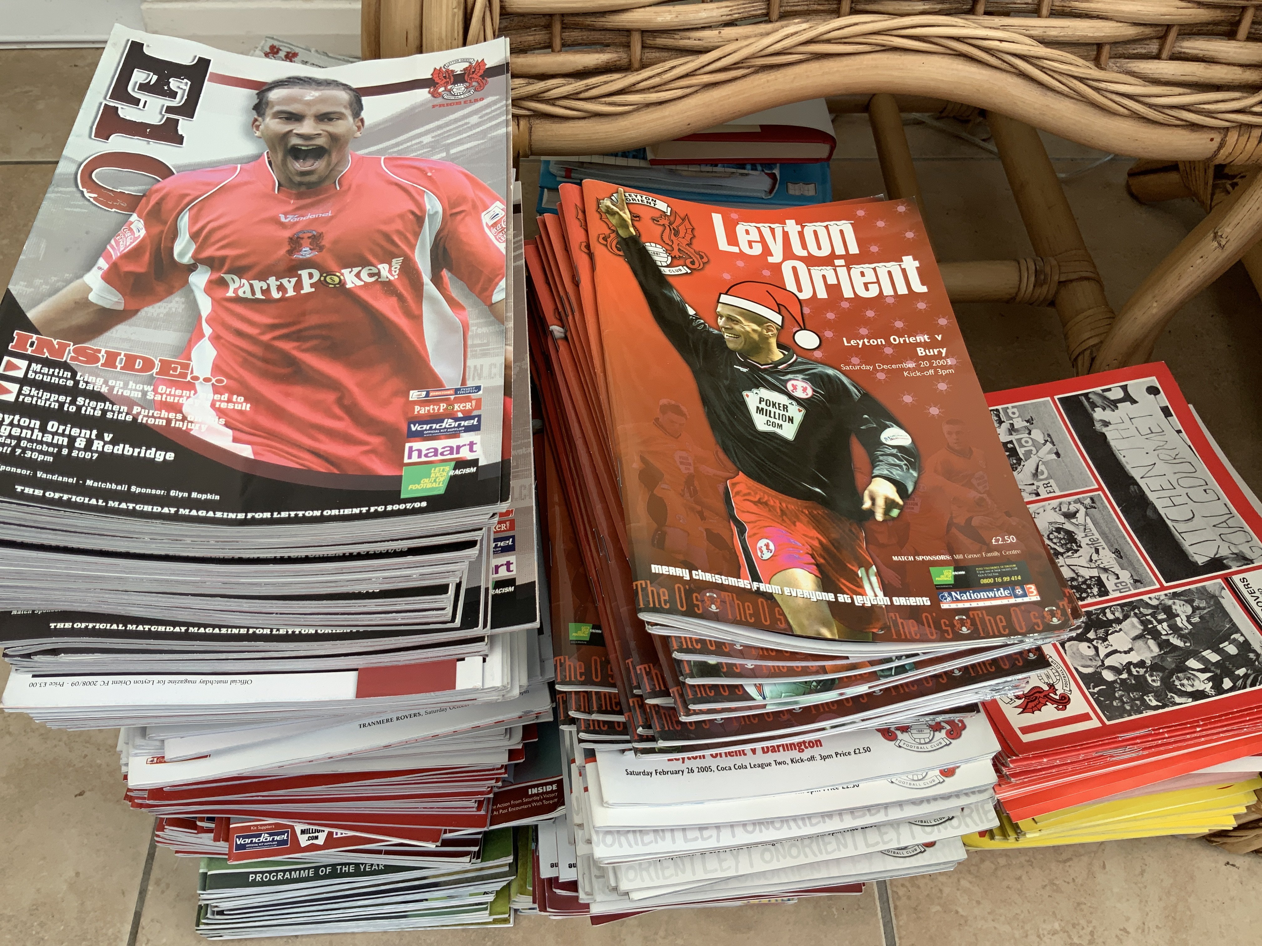 Leyton Orient Home Football Programmes: From 77/78 to 89/90 there are 250 plus 2000/01 to 2013/14 there are 332. Excellent. Instructions to sell. (582)