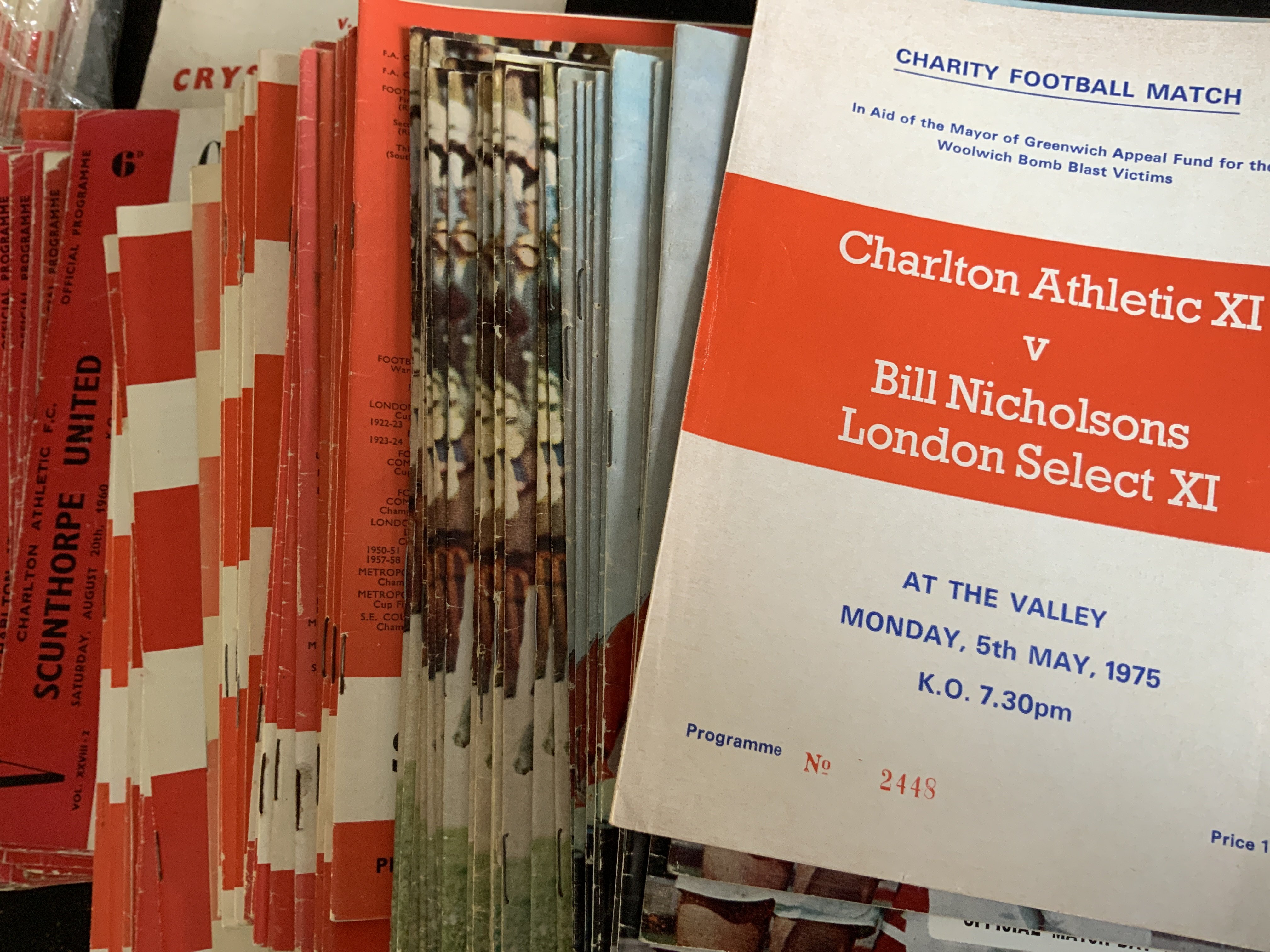 Charlton Home Football Programmes: 65 from the 50s, 230+ from the 60s to include 60/61 61/62 + 62/63 complete or near complete sets and a further 100+ from the 70s. Instructions to sell. Very good. (est 400+)