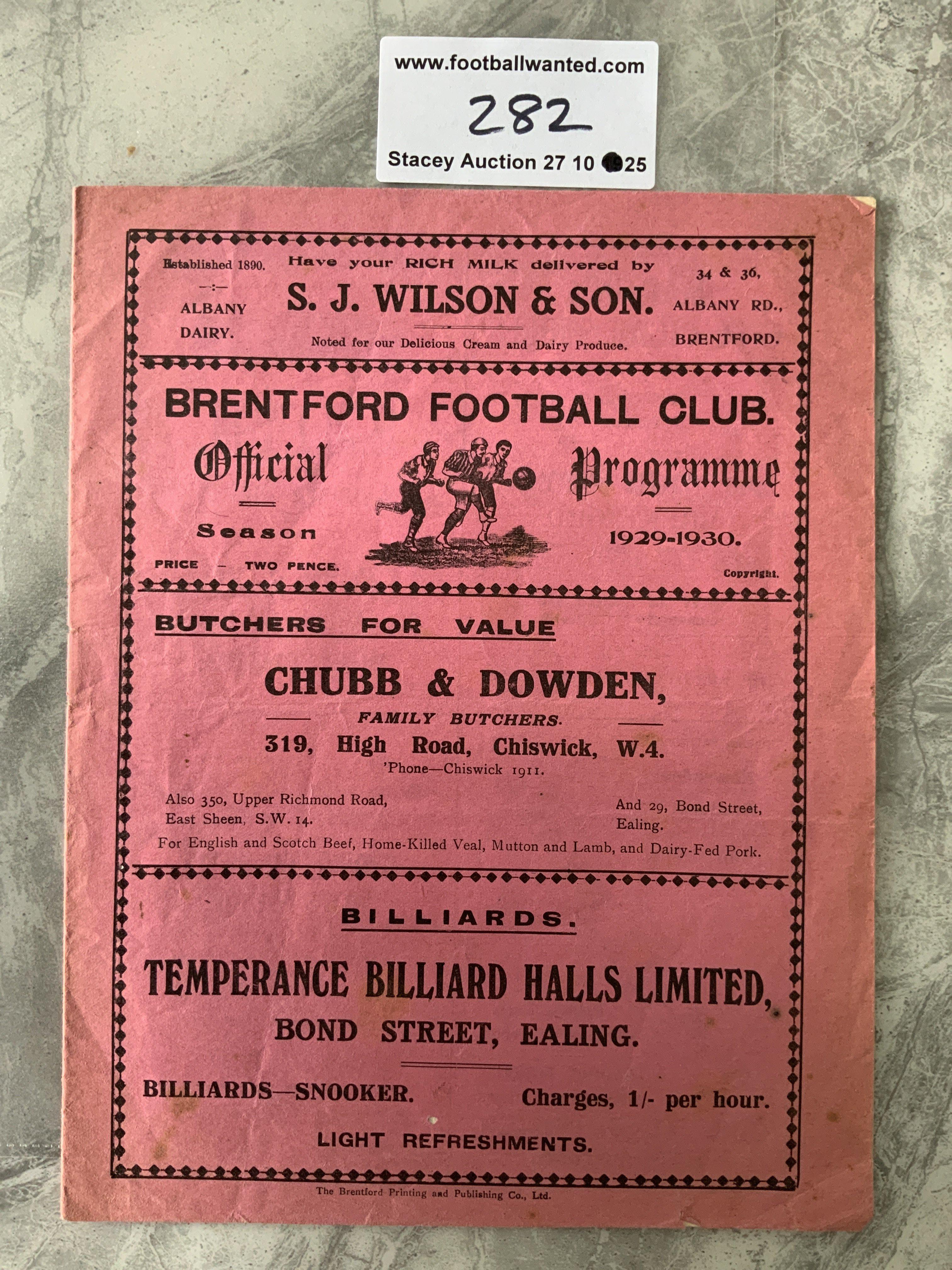 29/30 Brentford v Newport County Football Programme: Good condition division three programme with no team changes.