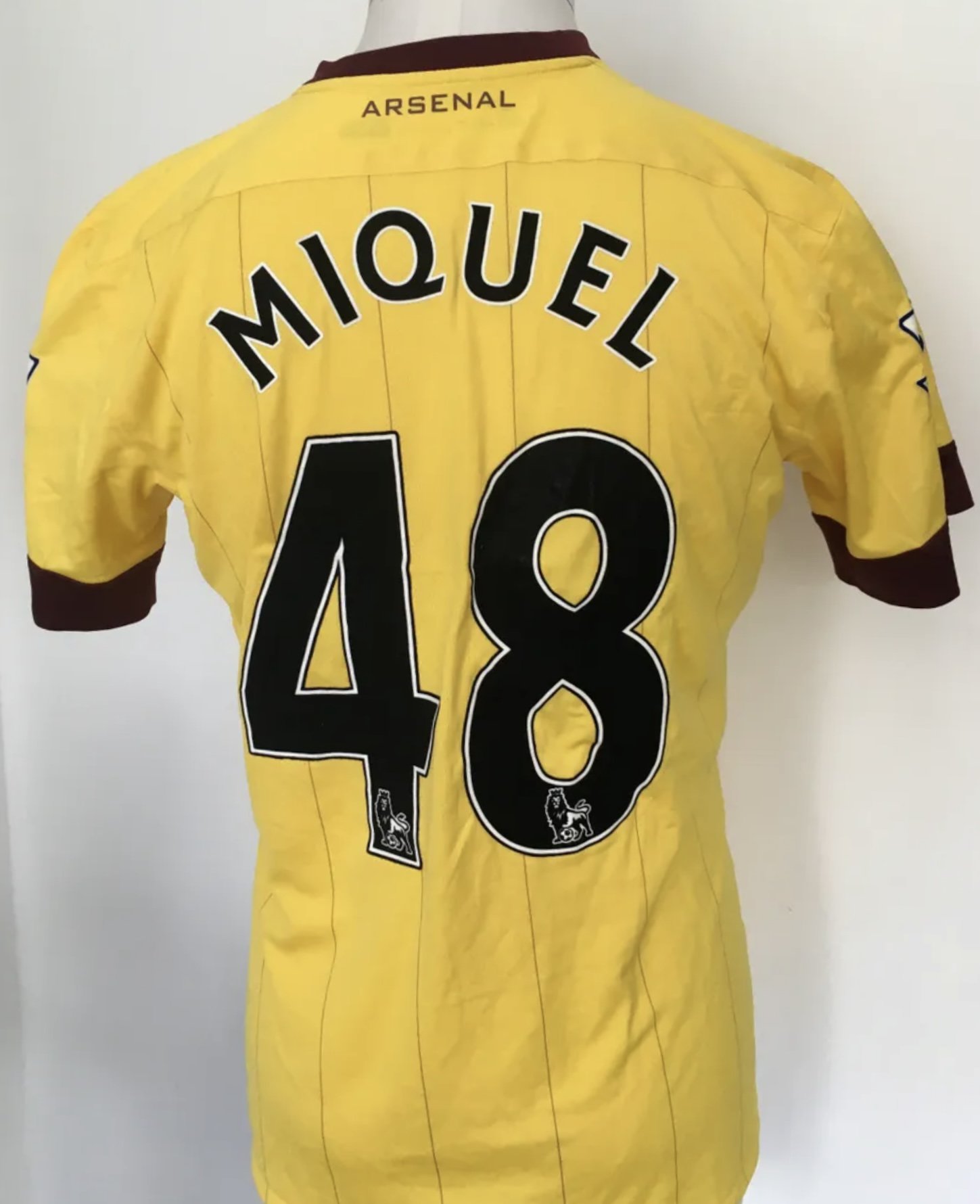 Arsenal 2010 - 2011 Match Issued Football Shirt: Away Nike short sleeve shirt issued to Miquel size large. Good condition.