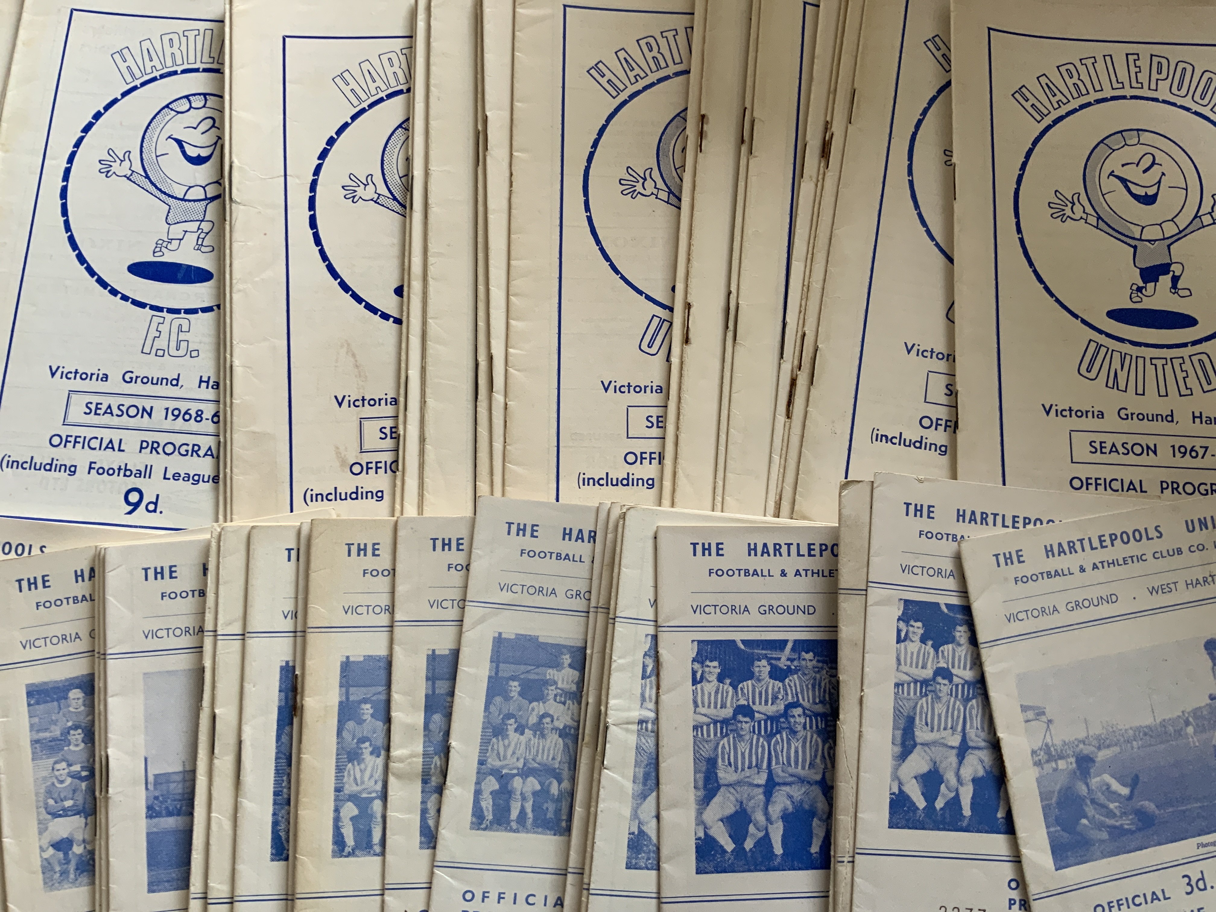 Newcastle + Hartlepool Home Football Programmes: Hartlepool has 60 from the 60s plus some early 70s. Newcastle has around 130 from the 60s + 70s. Instructions to sell. Very good. (est 230)