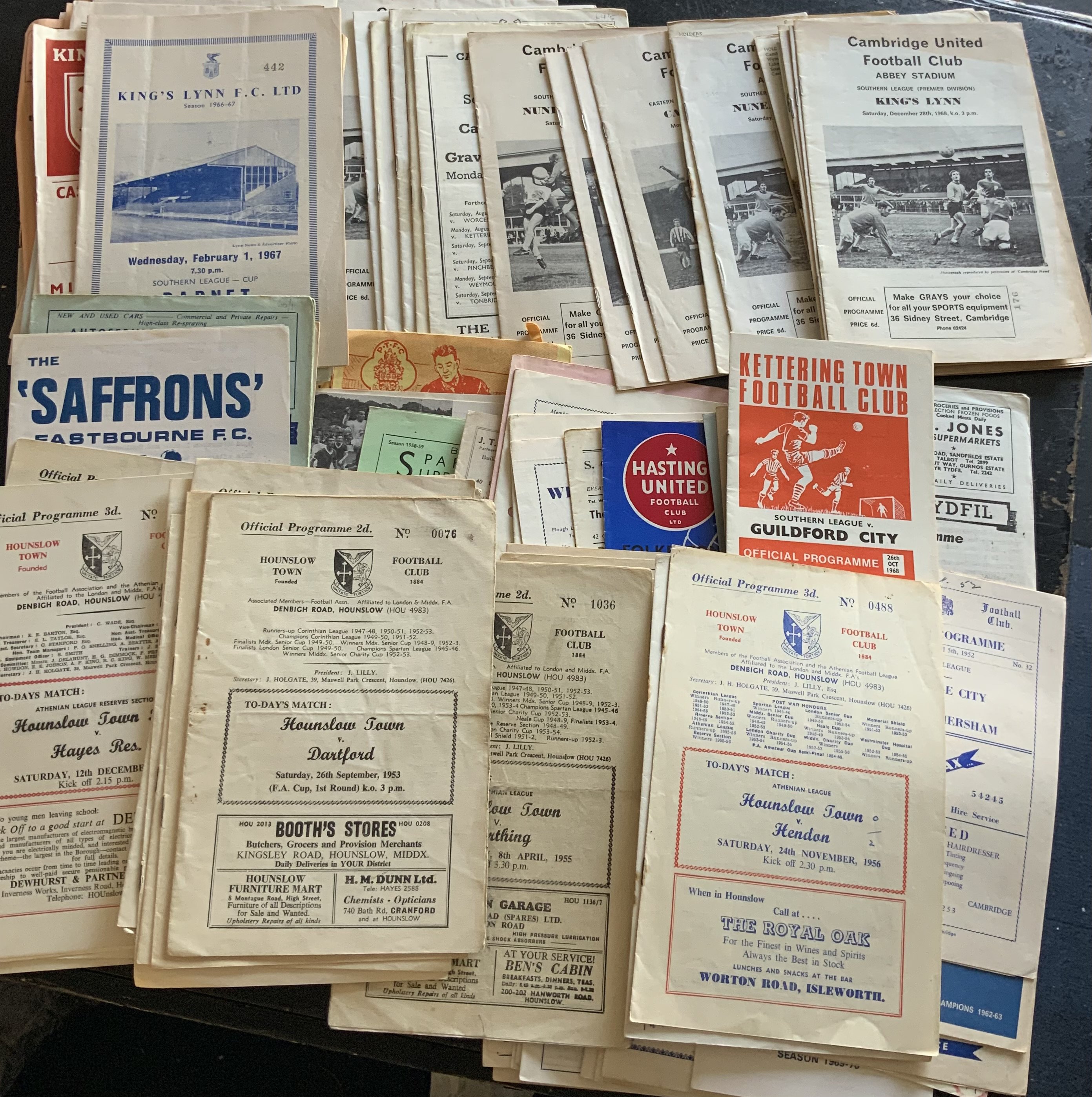 50s + 60s Non League Football Programmes: Generally good condition with some Cambridge United content. A good mix from the mid 50s to 60s. (Estimate 130)